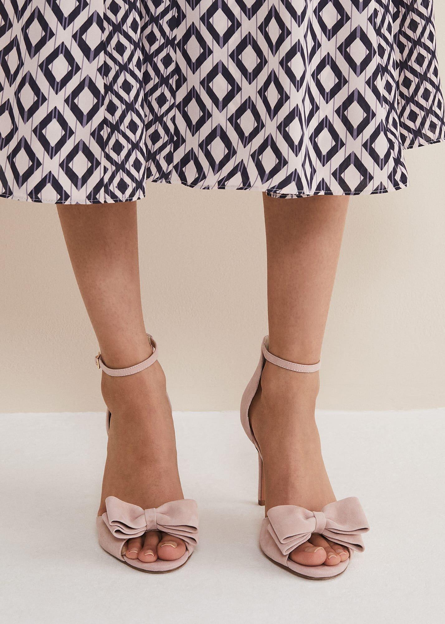 Suede Bow Front Heels