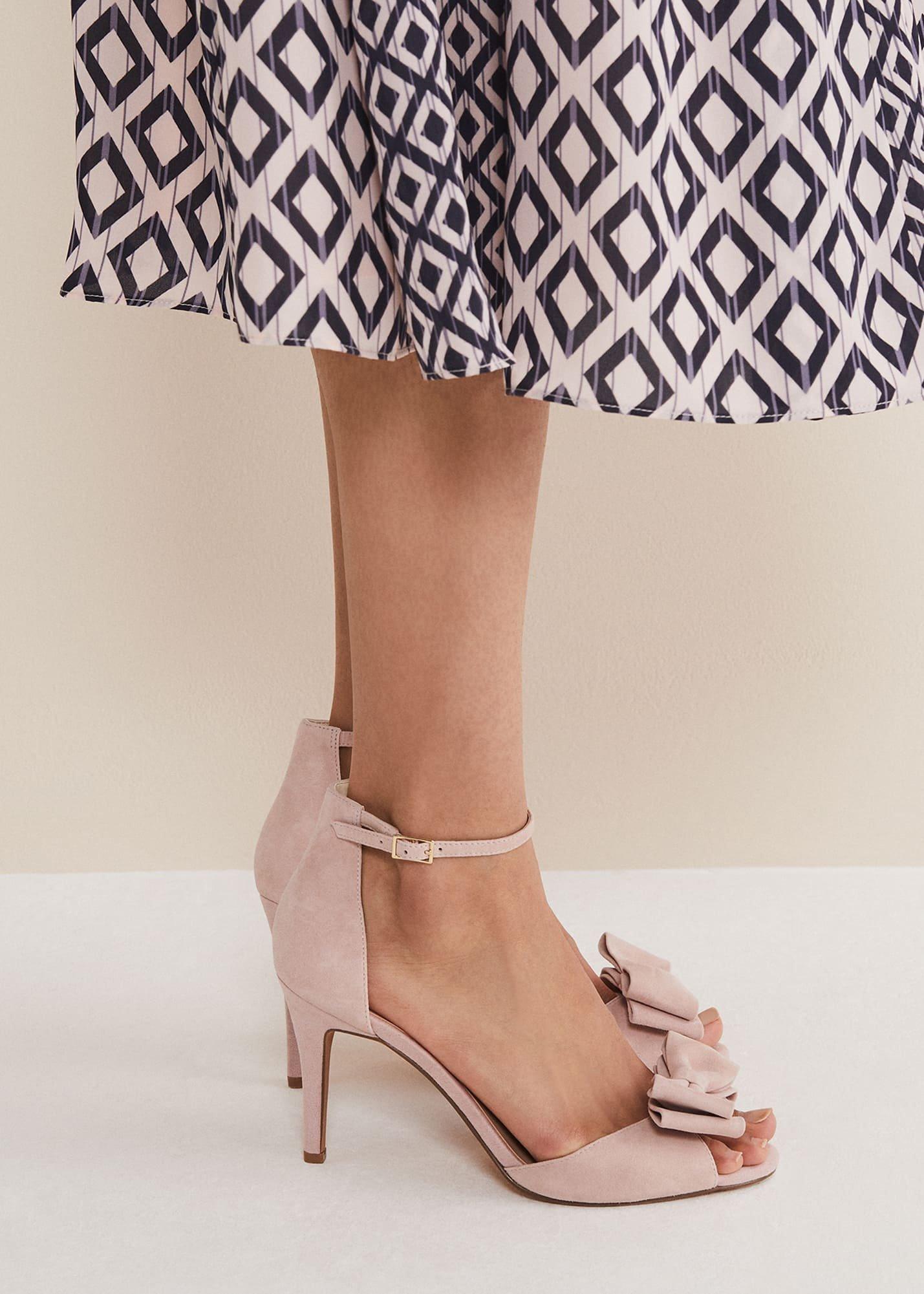 Suede Bow Front Heels