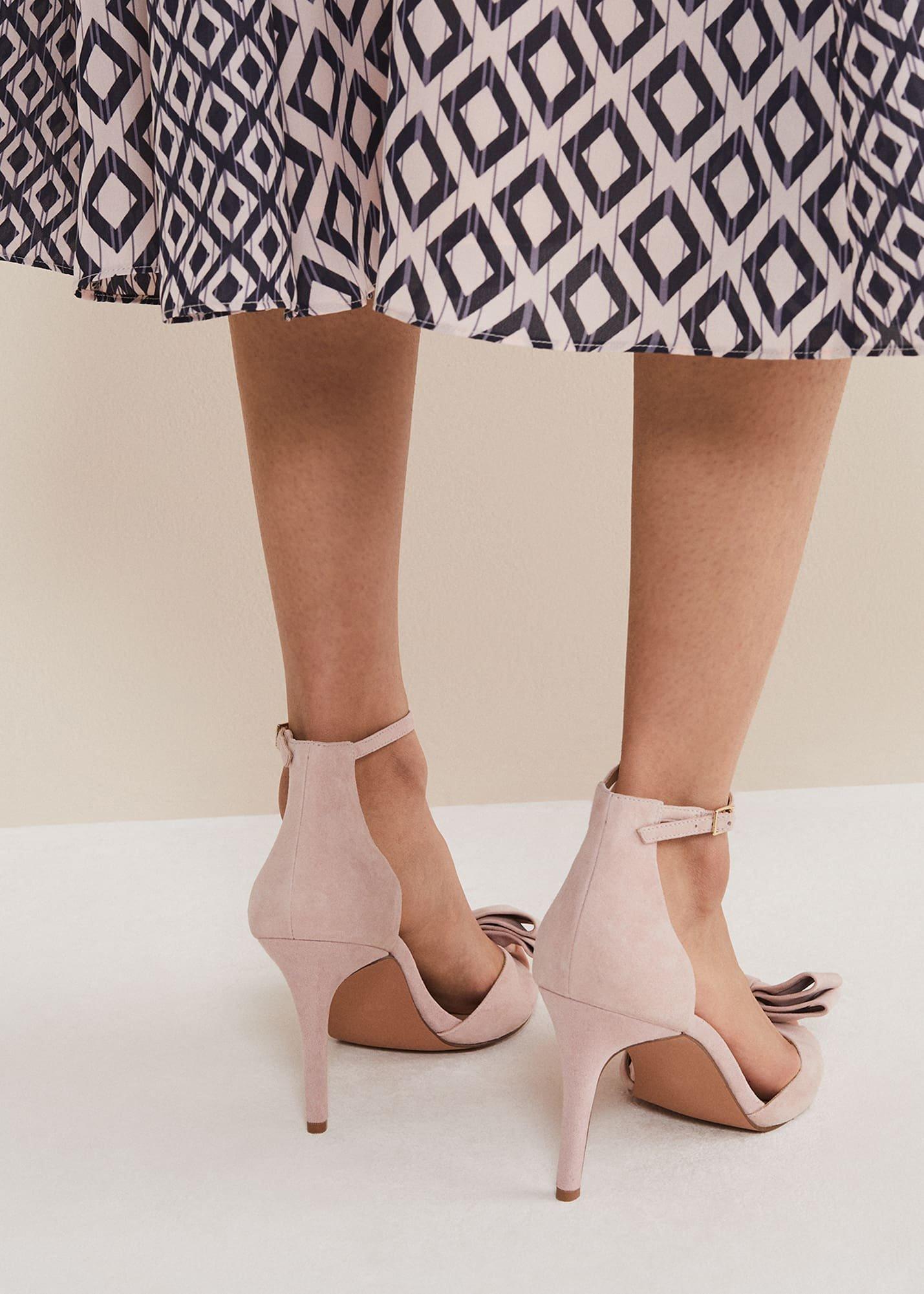 Suede Bow Front Heels