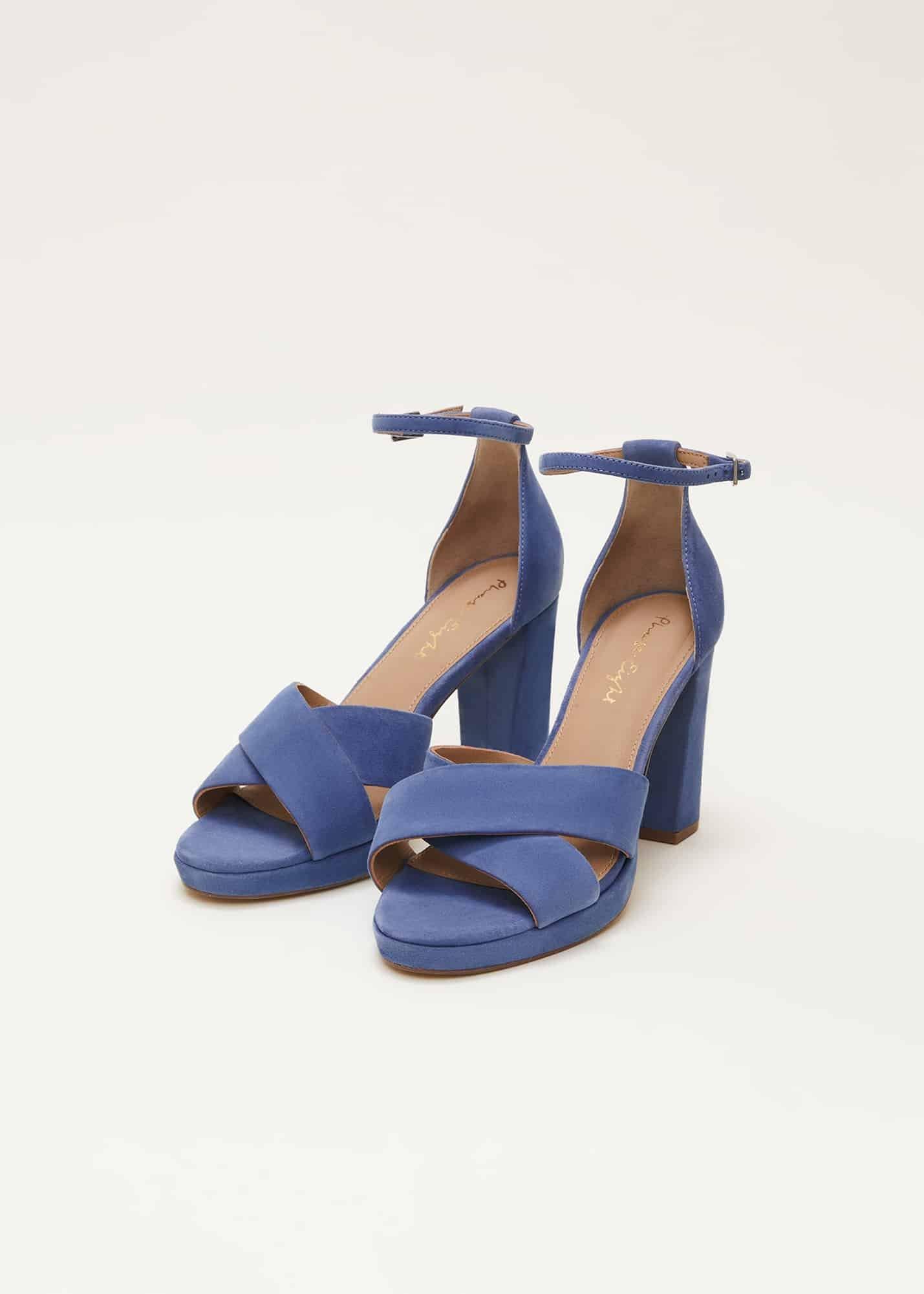 Blue Suede Platform Heels