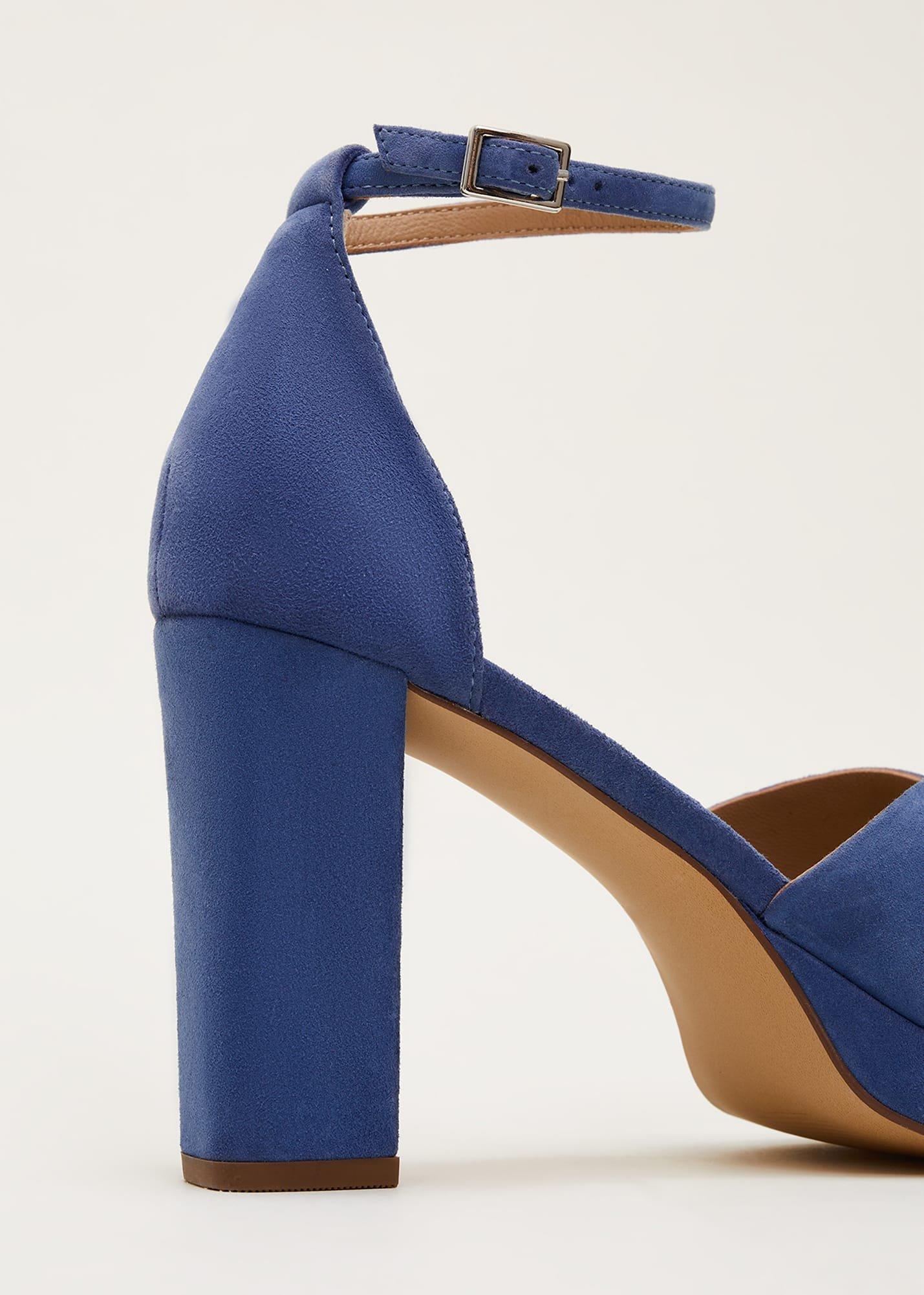 Blue Suede Platform Heels