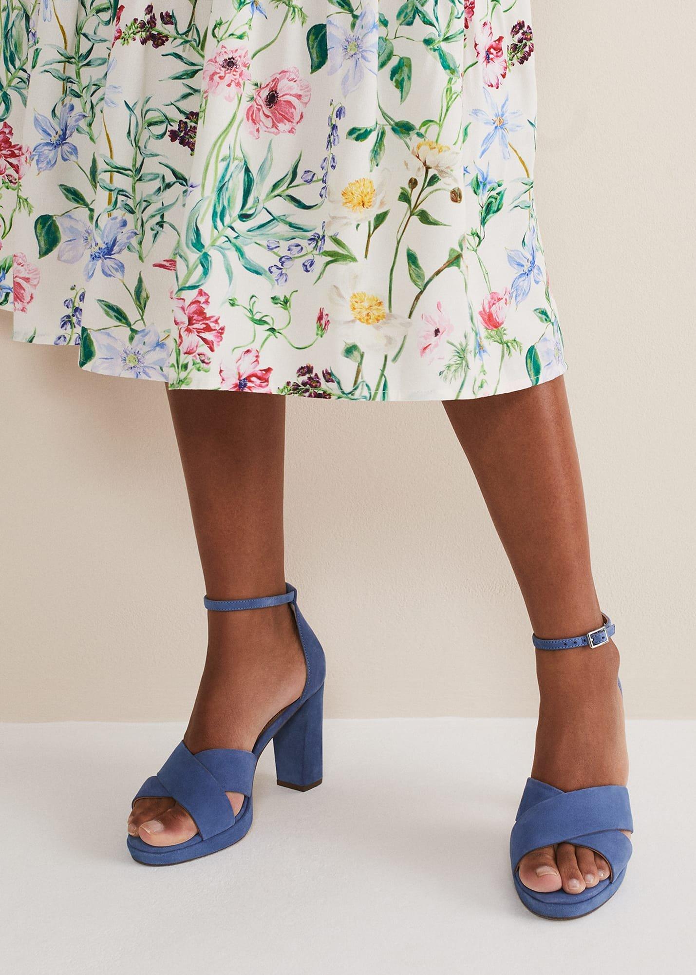 Blue Suede Platform Heels