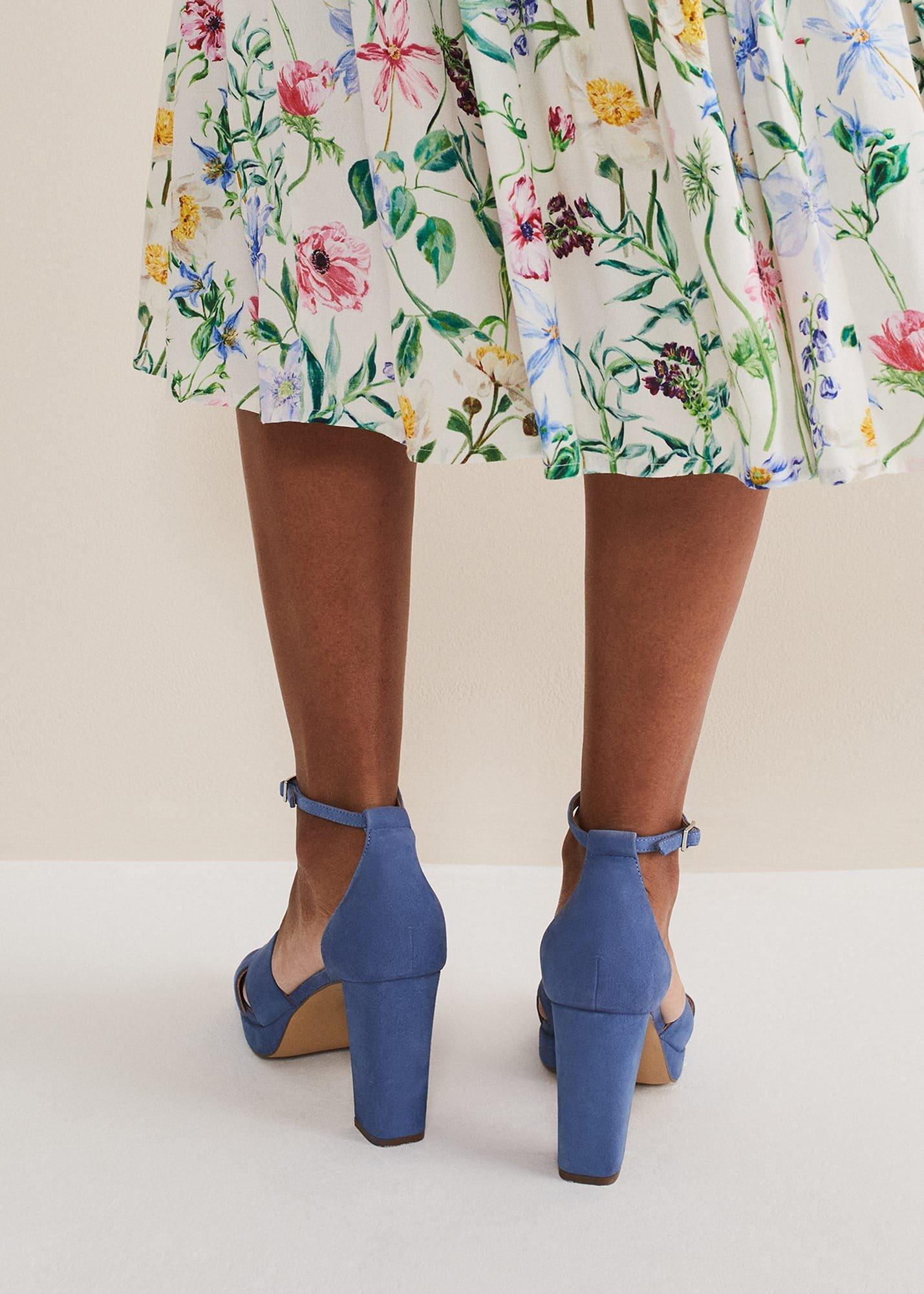 Blue Suede Platform Heels