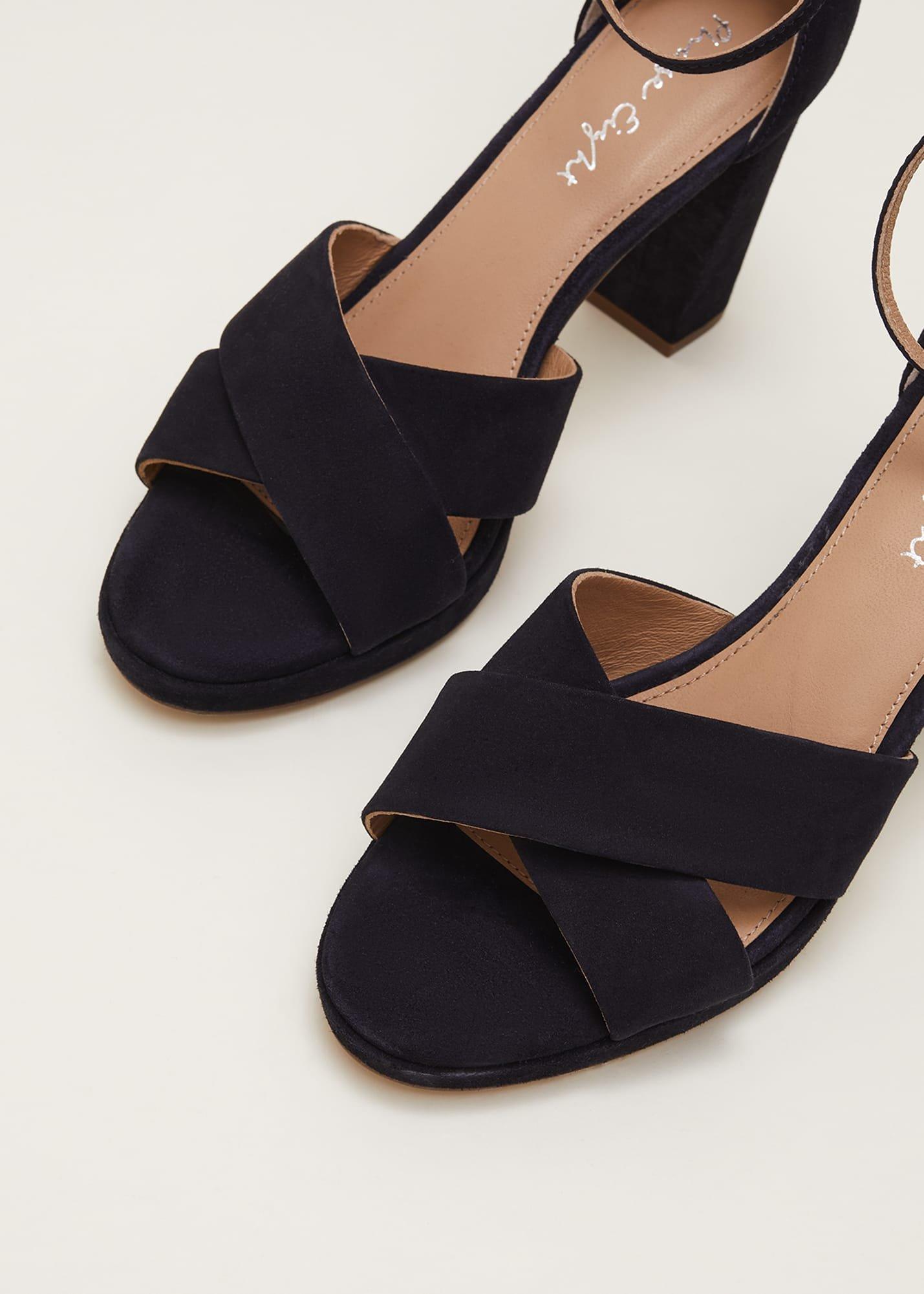 Navy Suede Platform Heels