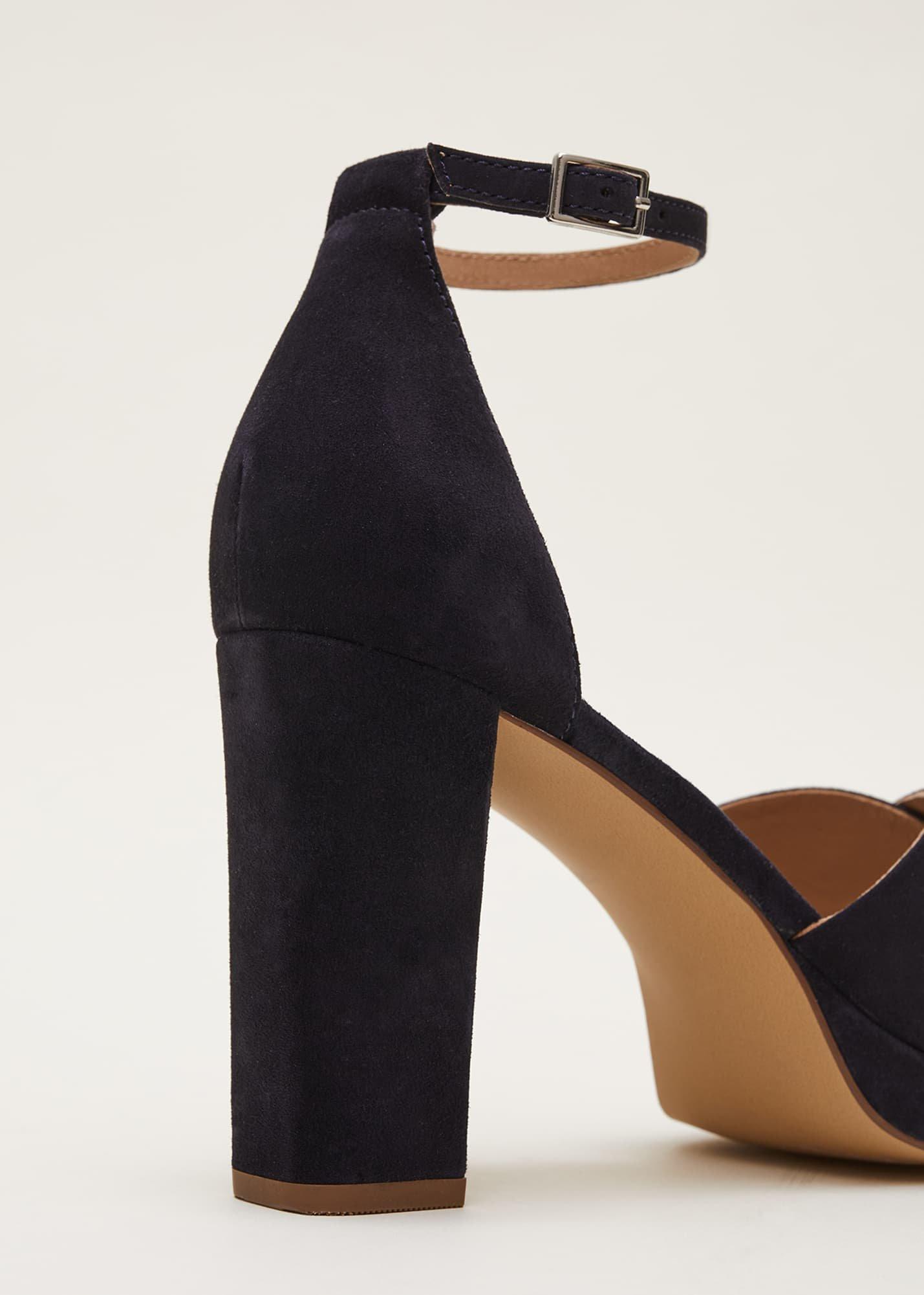 Navy Suede Platform Heels