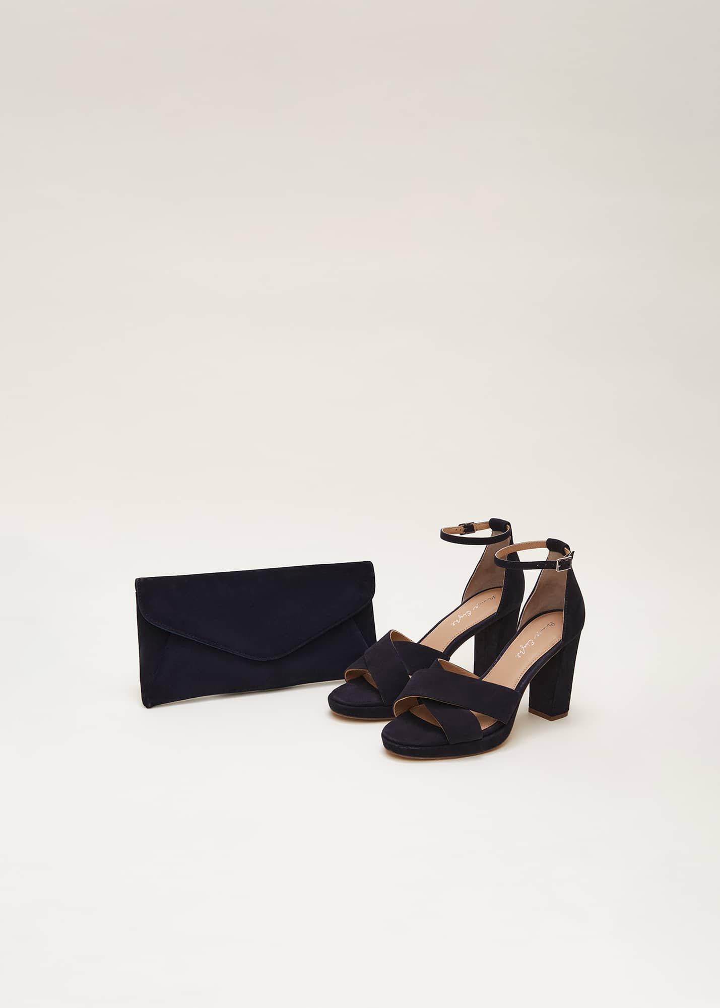 Navy Suede Platform Heels