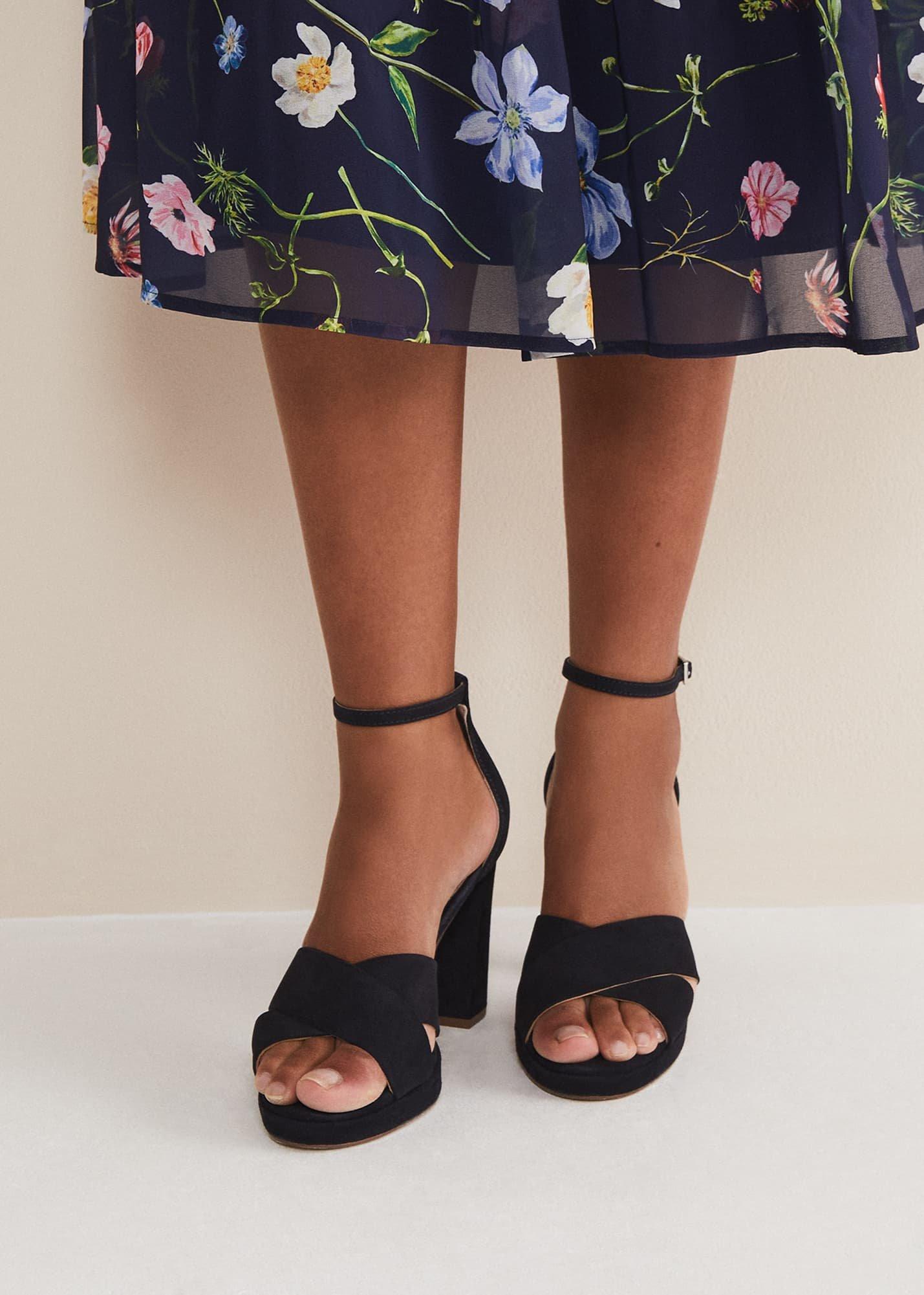 Navy Suede Platform Heels