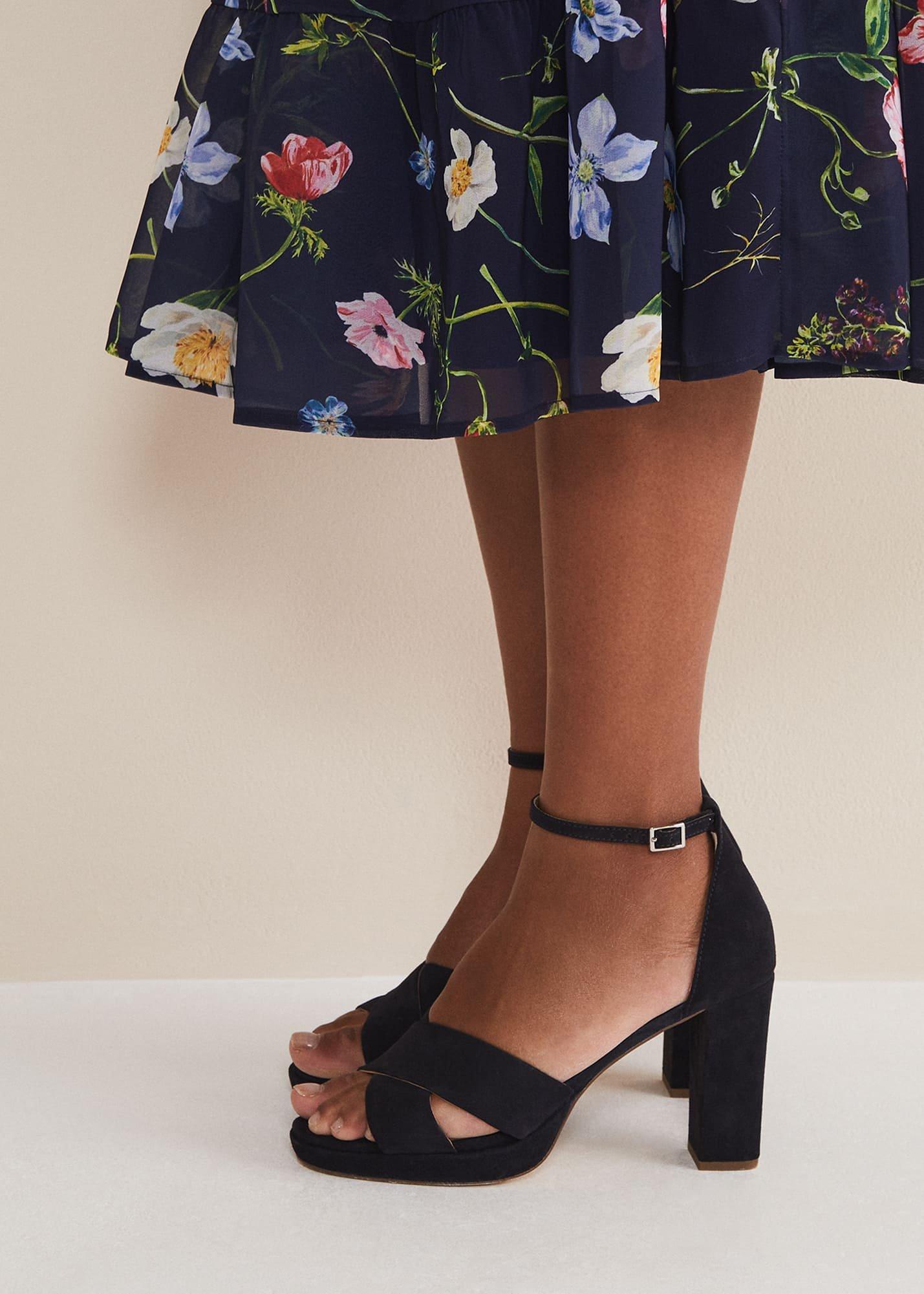 Navy Suede Platform Heels