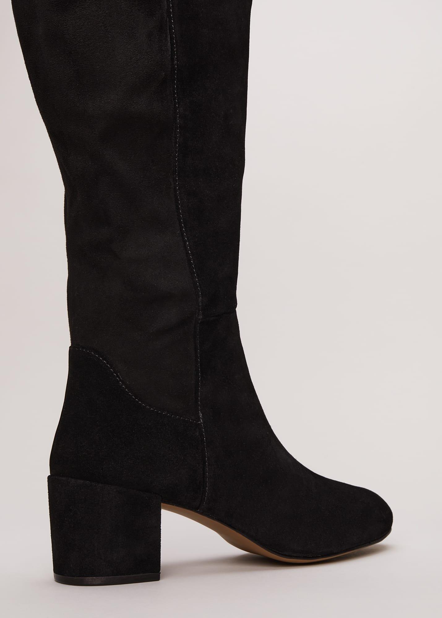 Milly Black Leather Knee High Boots
