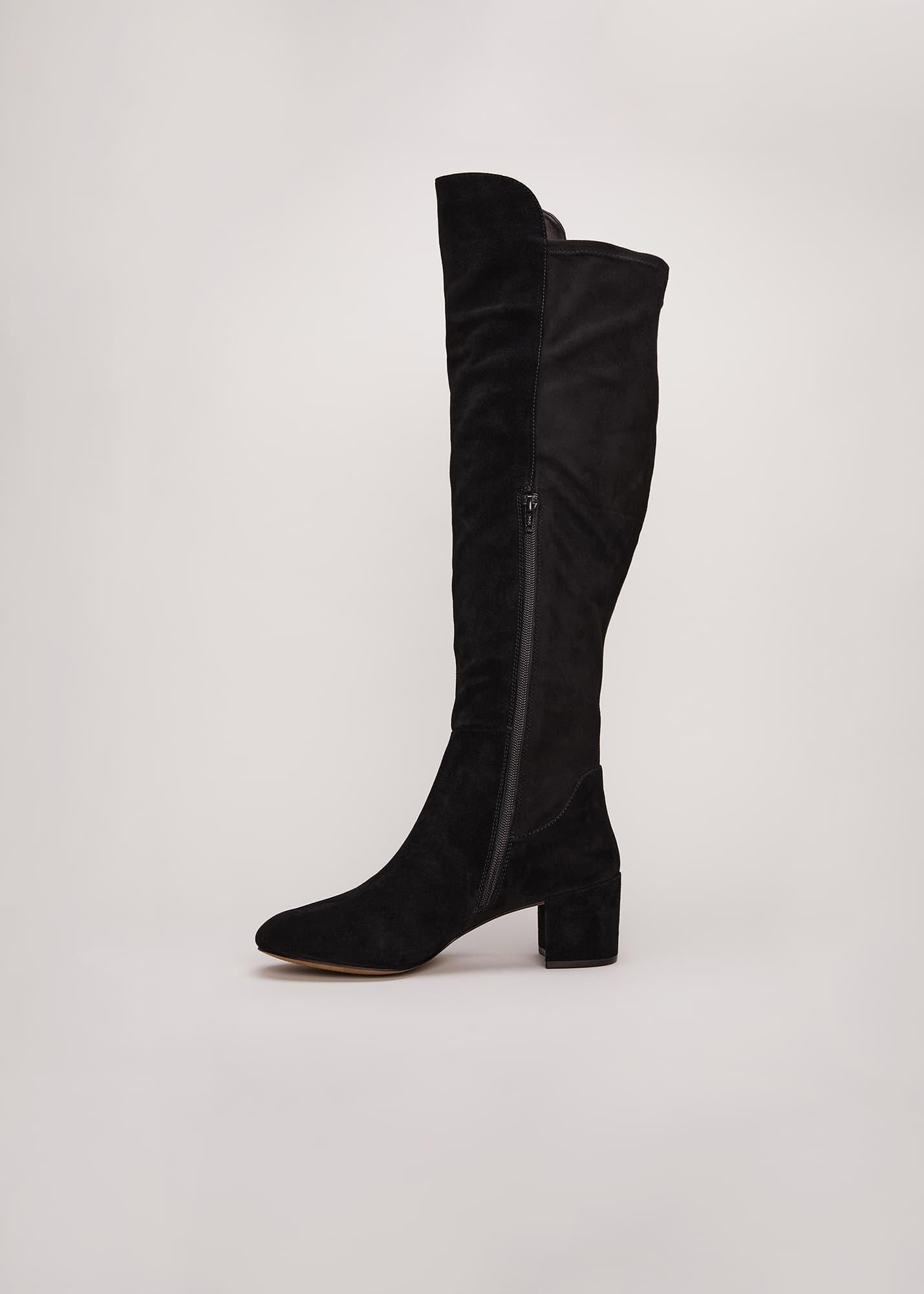 Milly Black Leather Knee High Boots