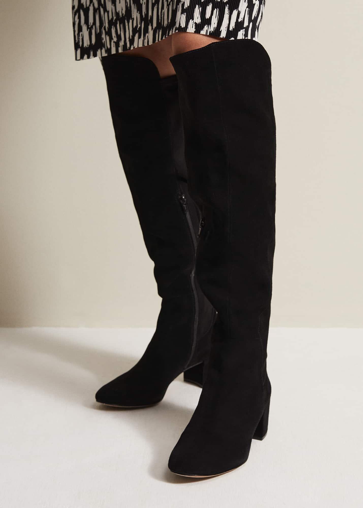 Milly Black Leather Knee High Boots