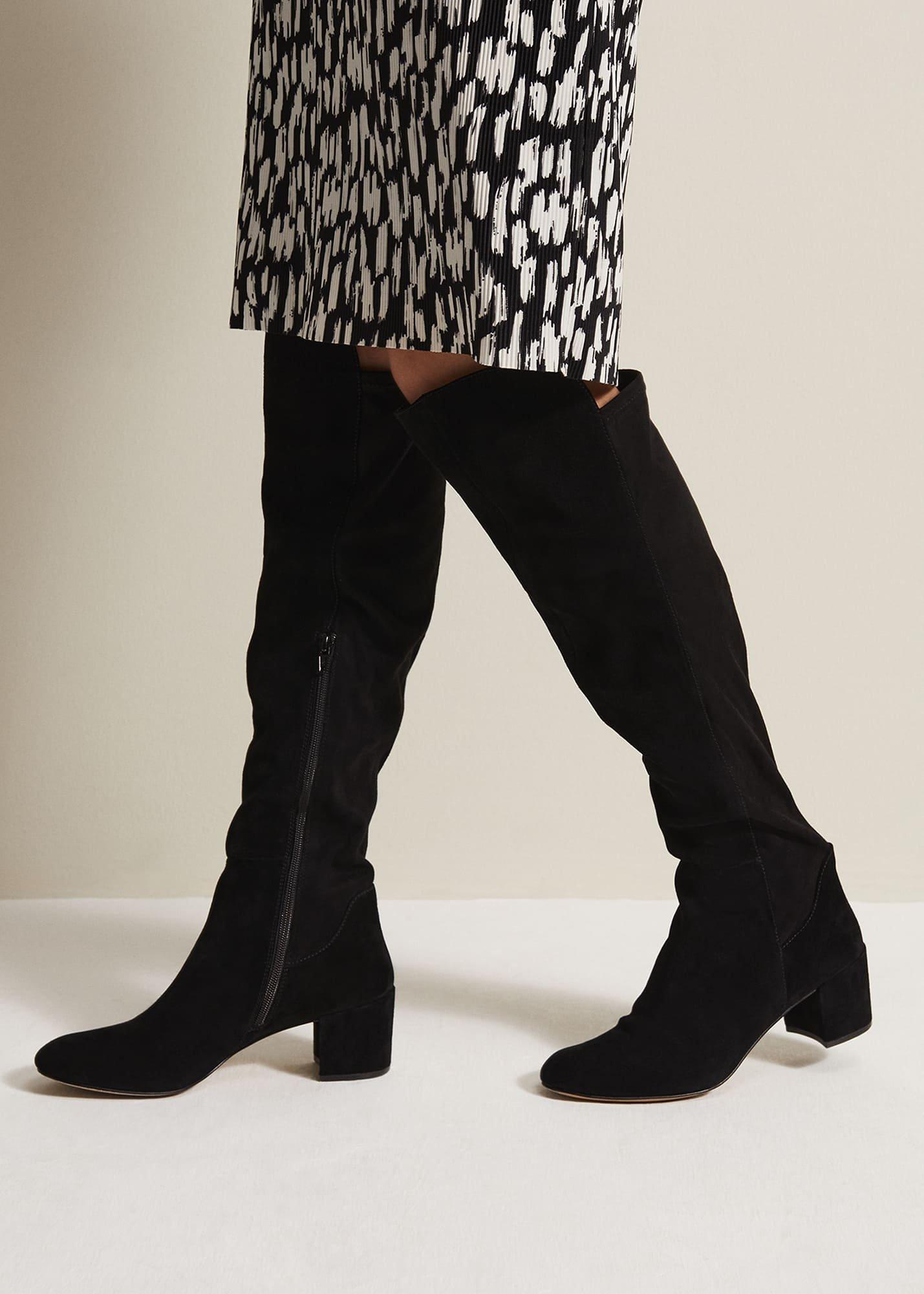 Milly Black Leather Knee High Boots