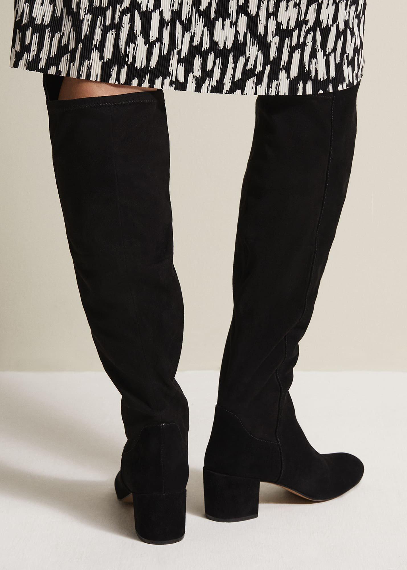 Milly Black Leather Knee High Boots