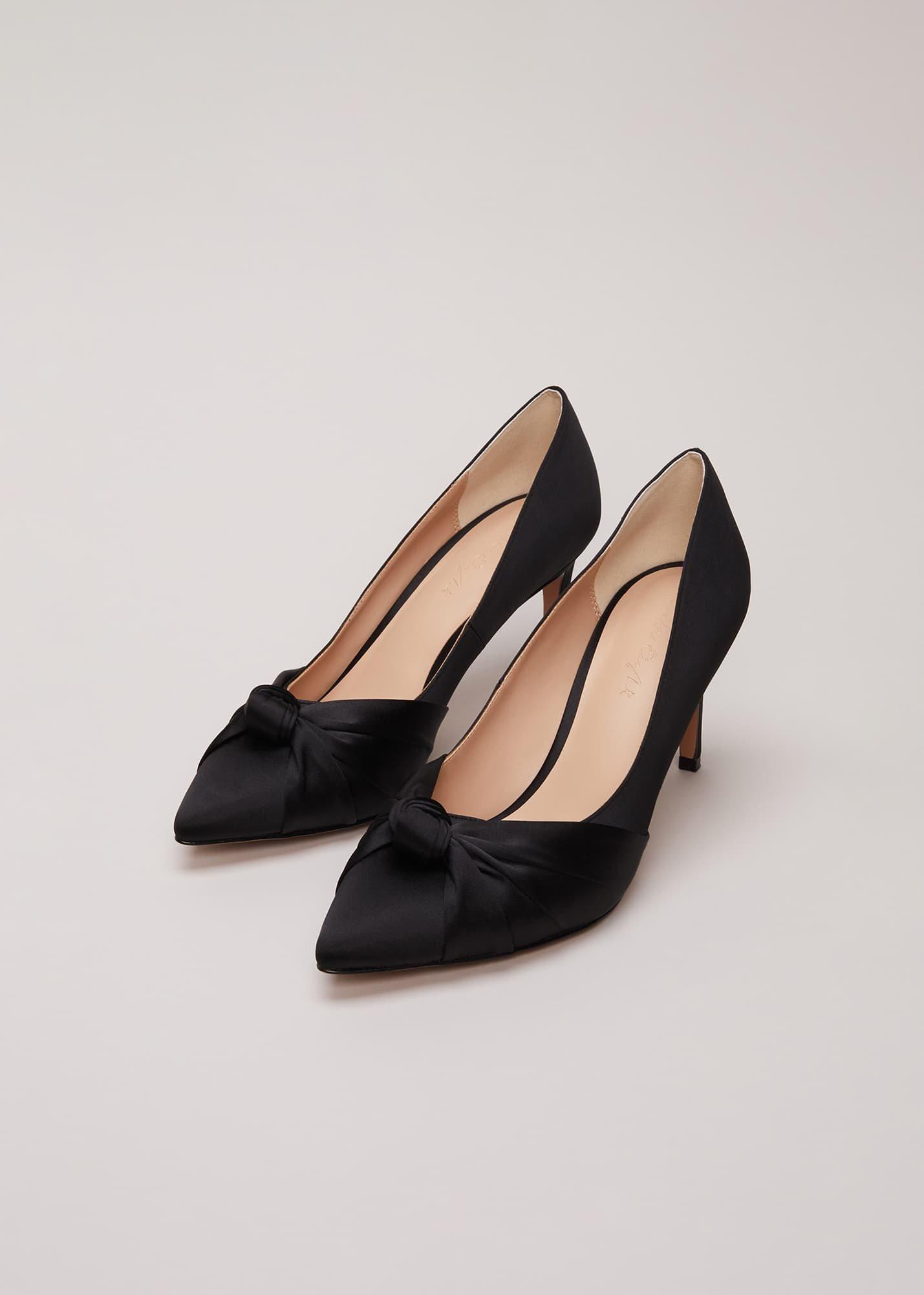 Schwarze Pumps aus Satin mit Schuhe mit Absatz