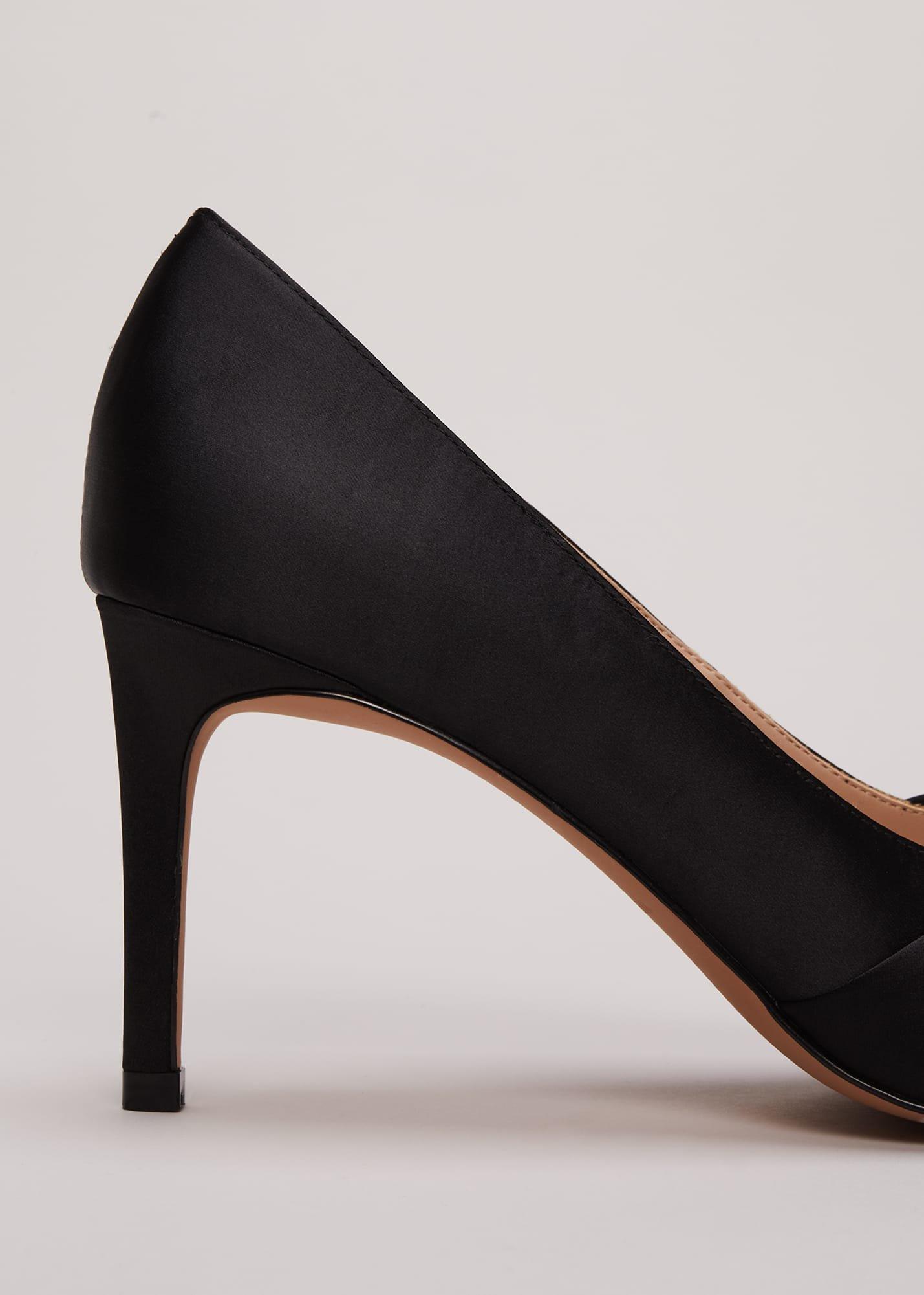 Black Satin Court Heels