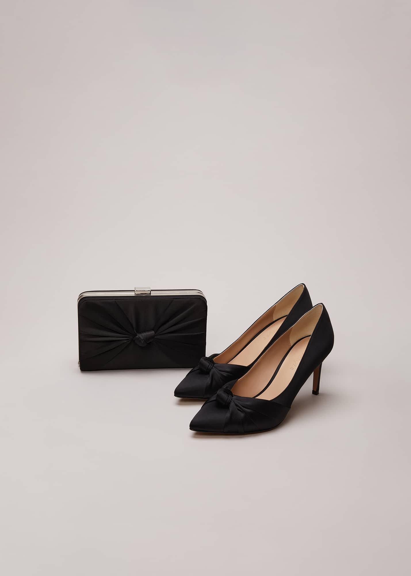 Black Satin Court Heels