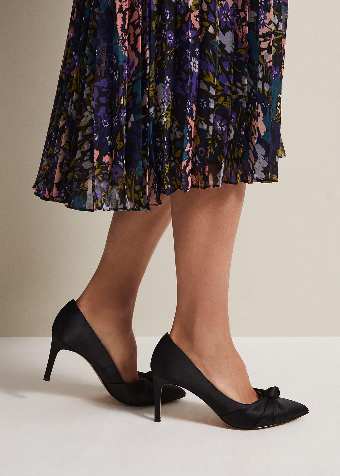 Black Satin Court Heels