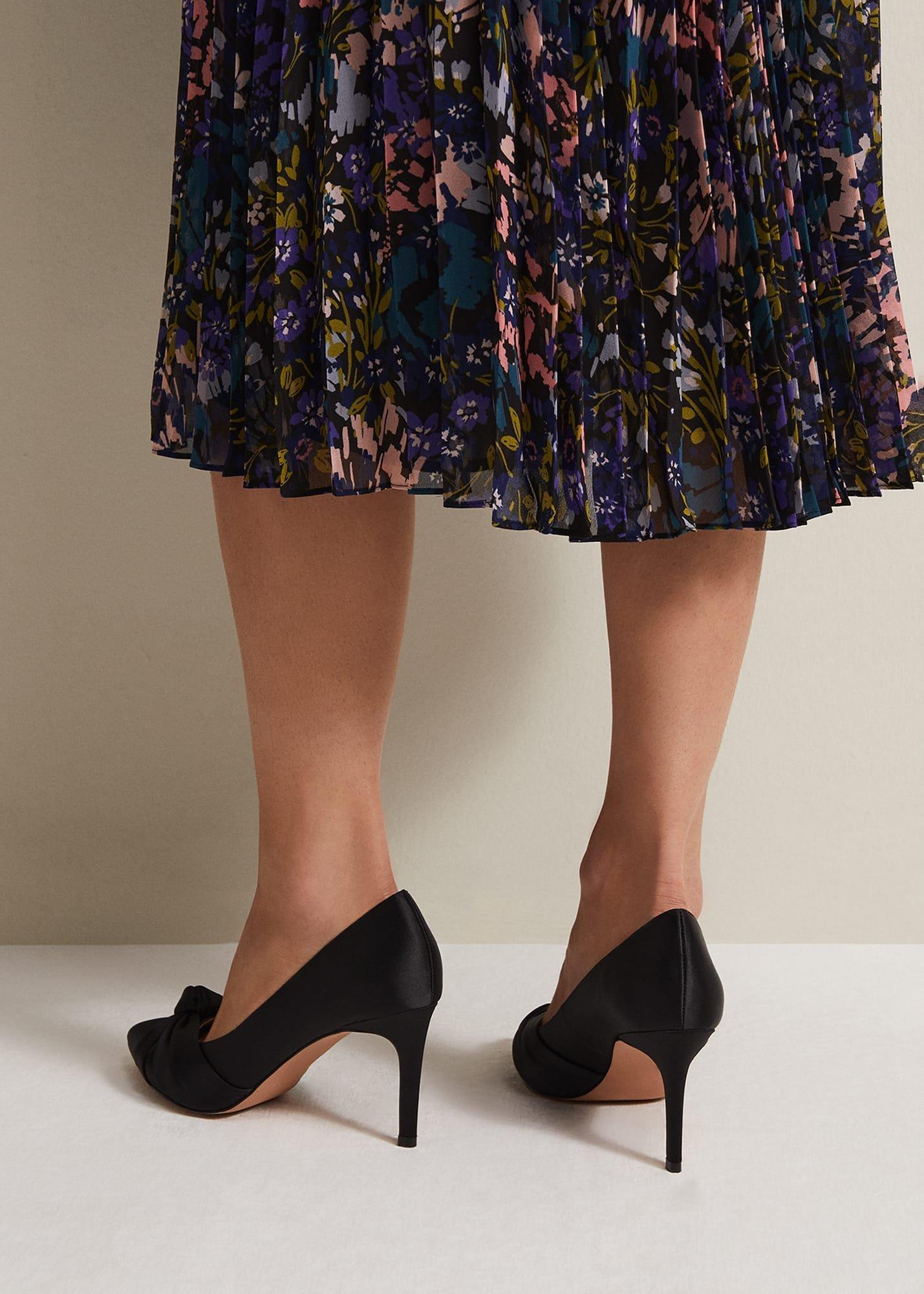 Black Satin Court Heels