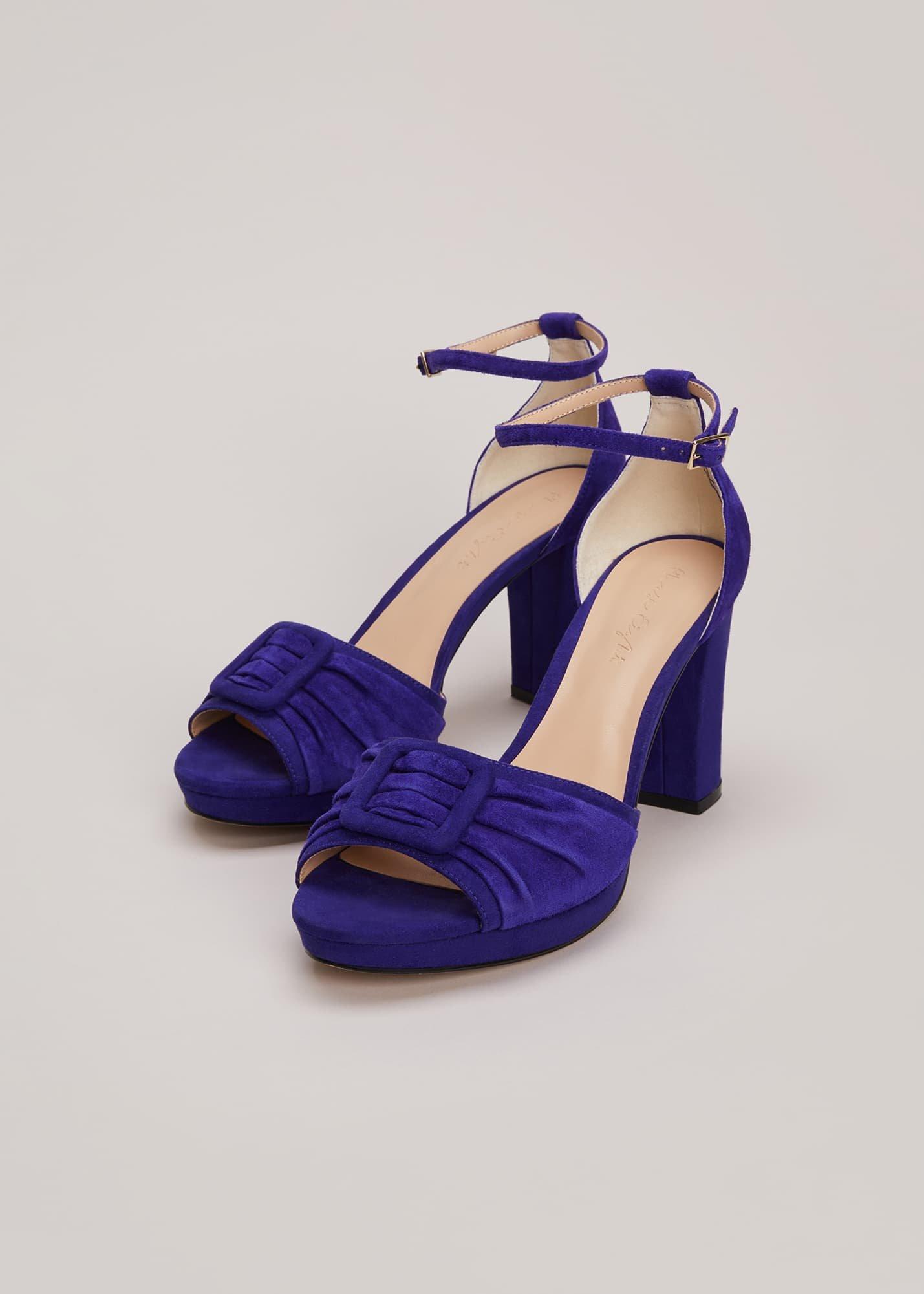 Blue Suede Platform Heels