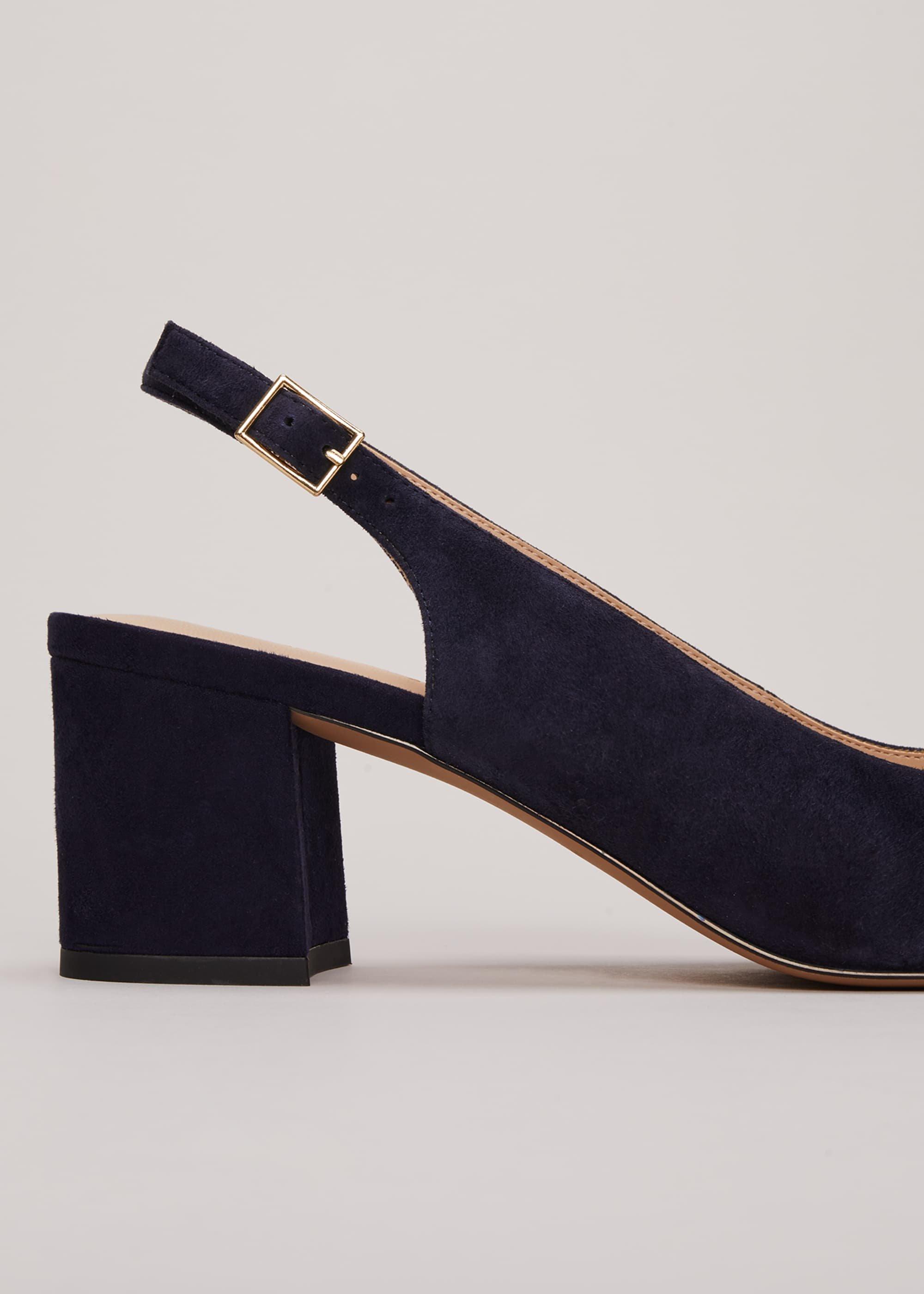 Blue Suede Slingback Heels