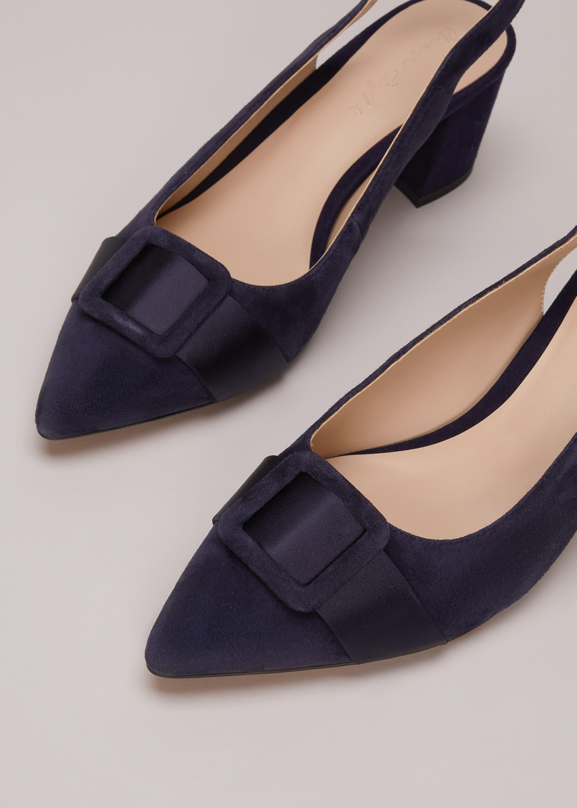 Blue Suede Slingback Heels