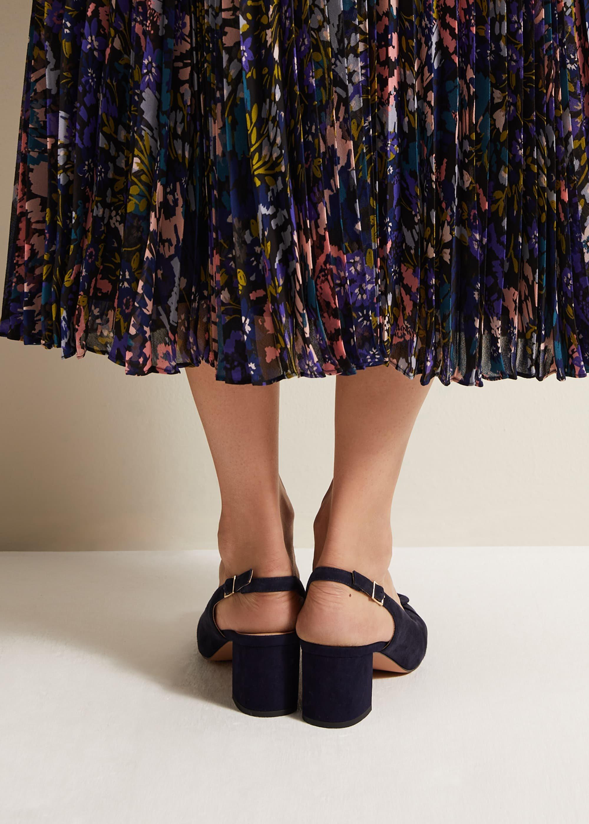 Blue Suede Slingback Heels
