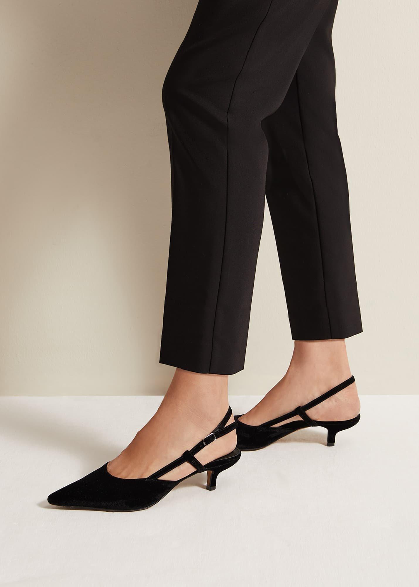 Velvet Slingback Kitten Heels
