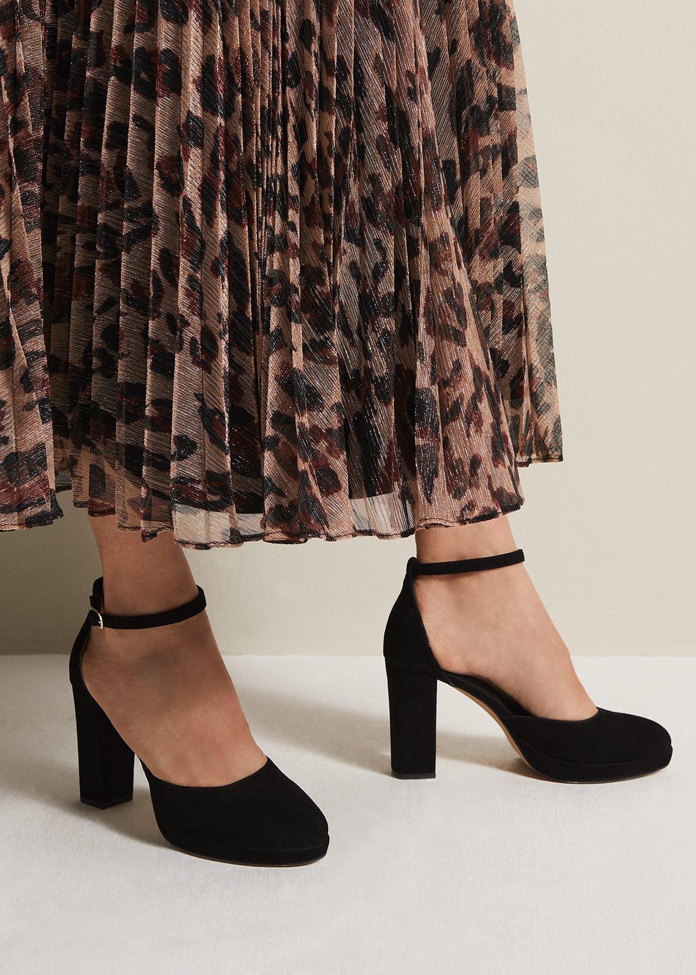 Black Suede Platform Heels