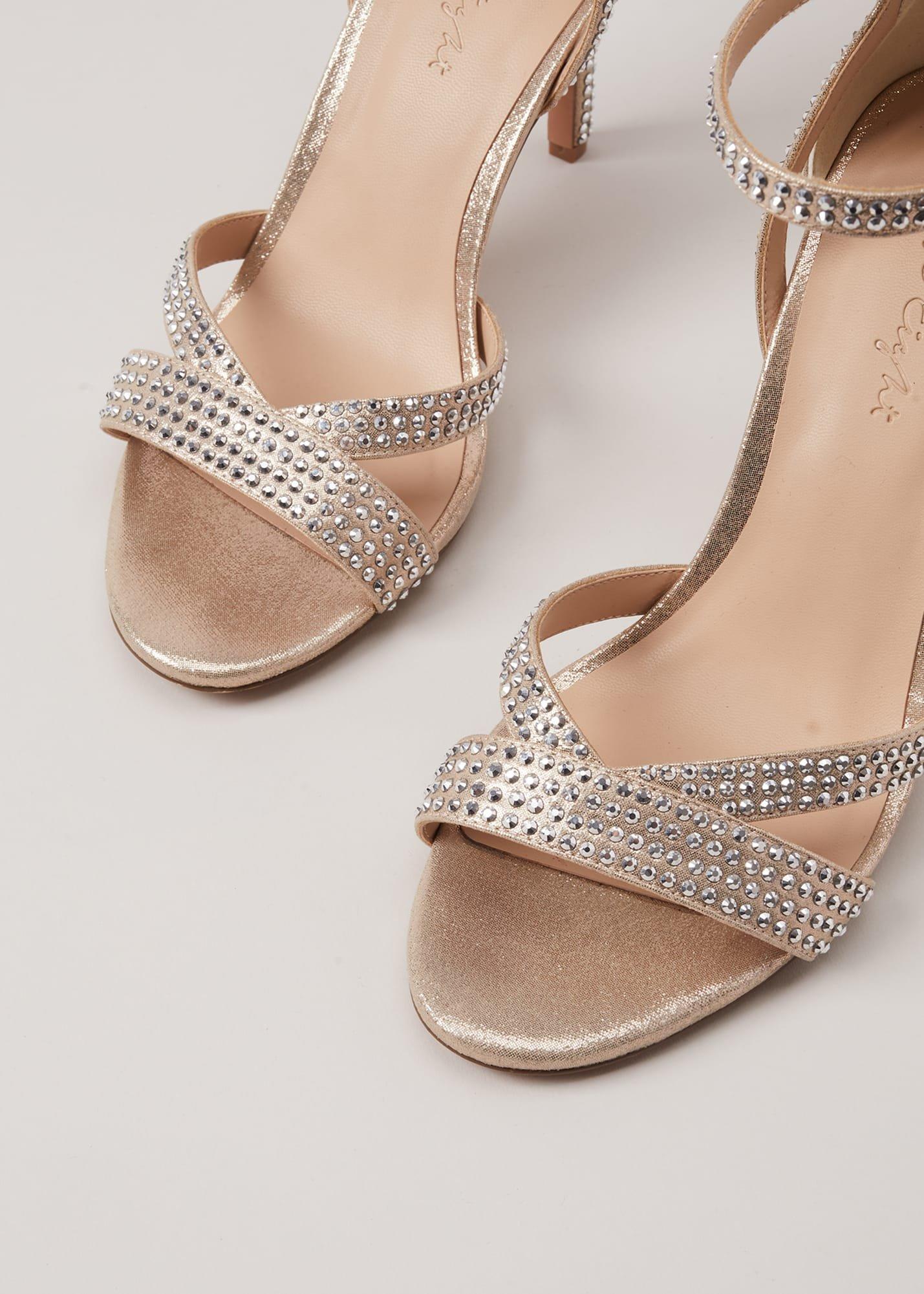 Silver Sparkly Open Toe Heels