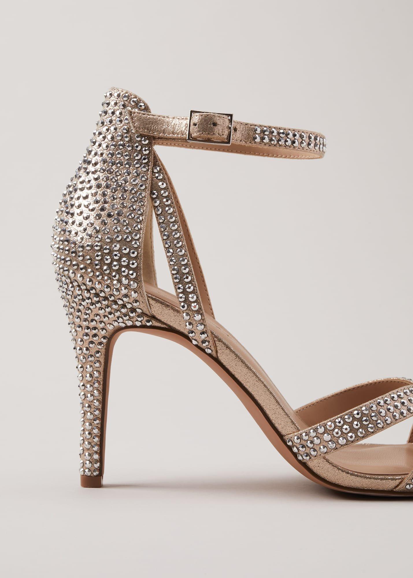 Silver Sparkly Open Toe Heels