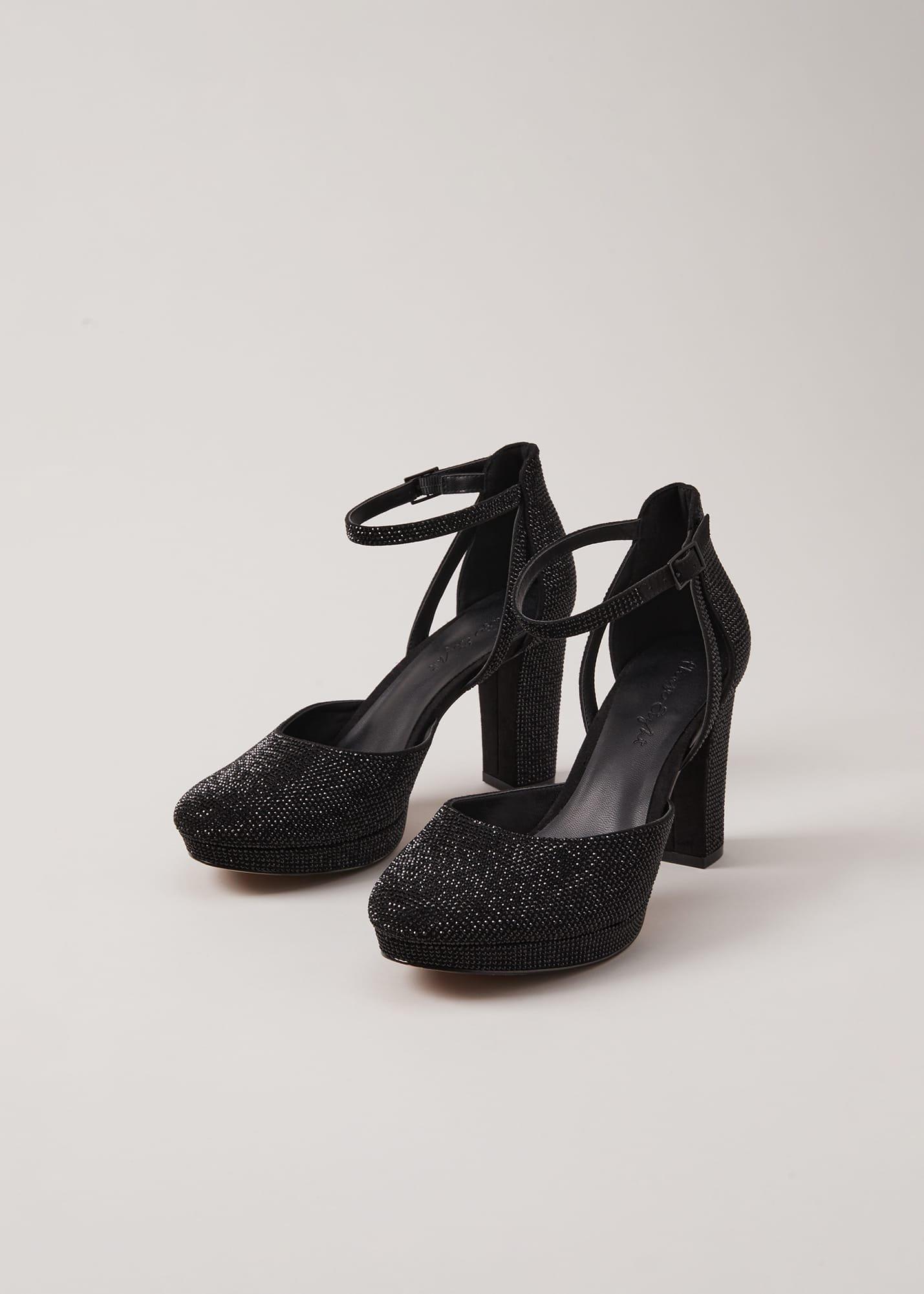 Black Sparkly Platform Heels