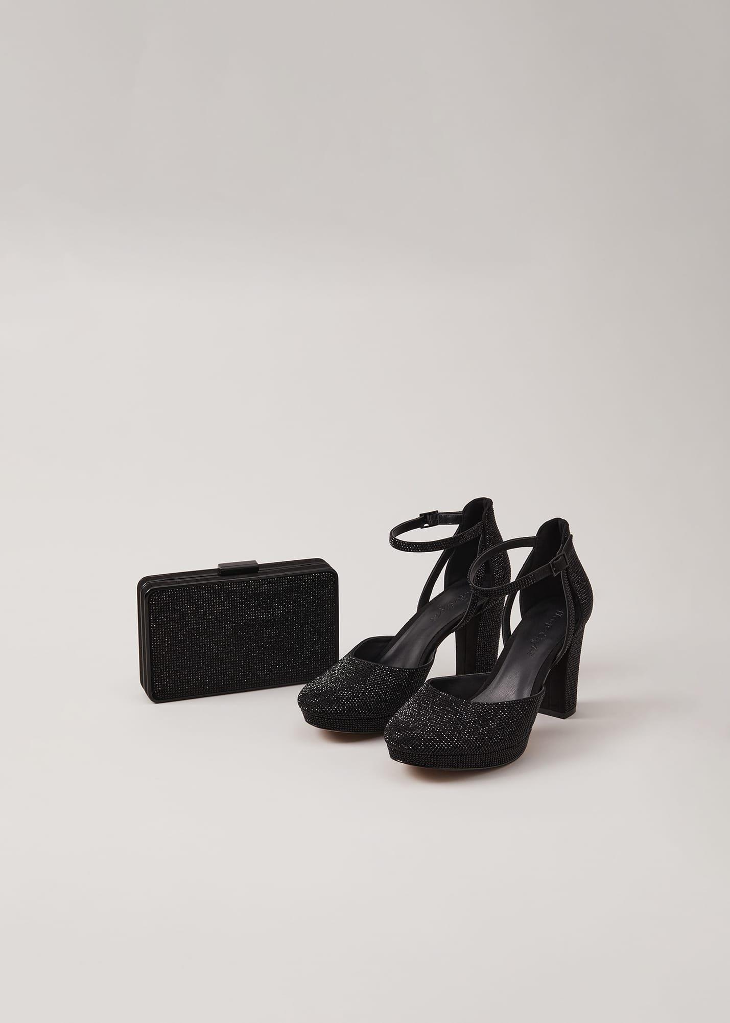 Black Sparkly Platform Heels