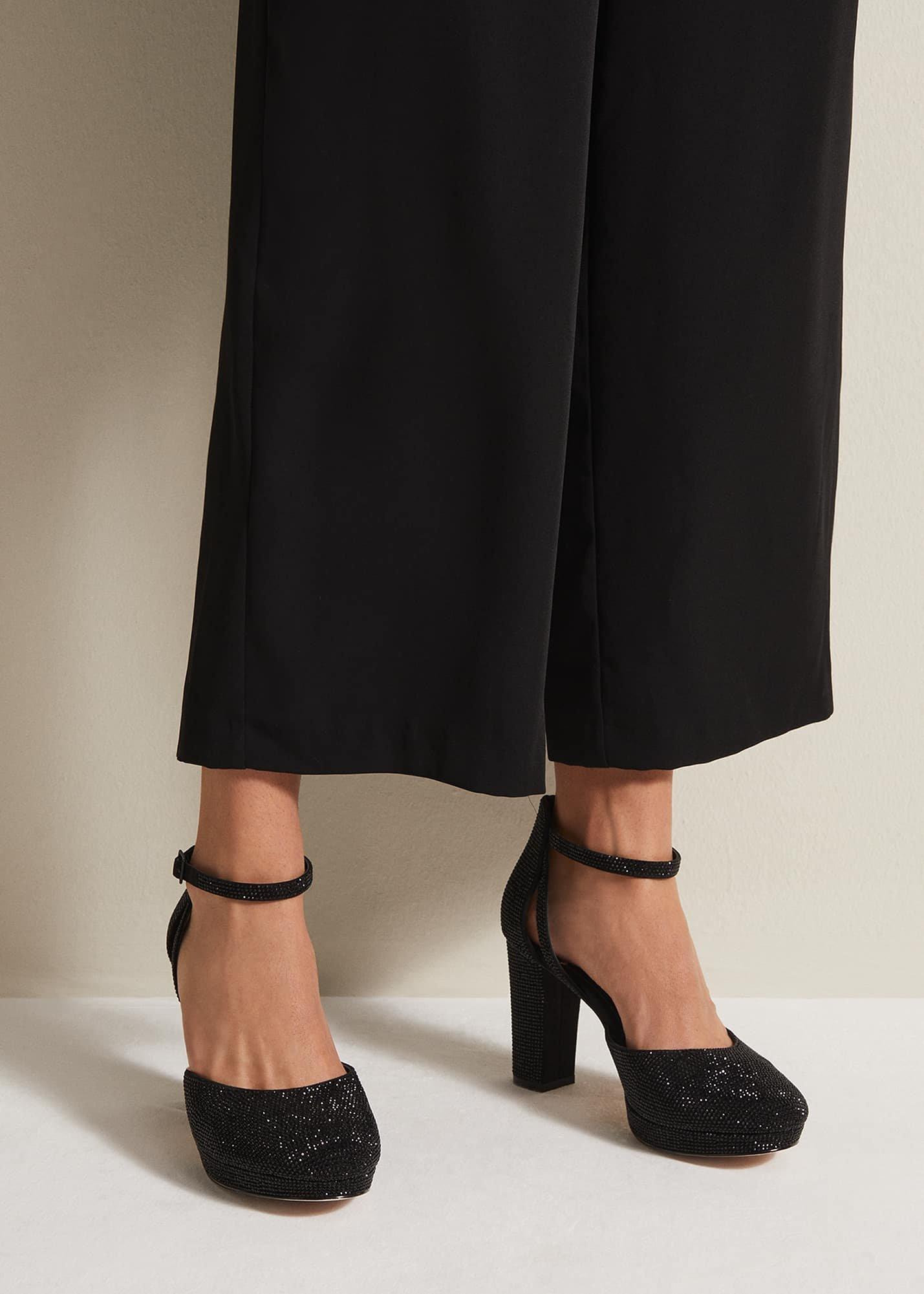 Black Sparkly Platform Heels