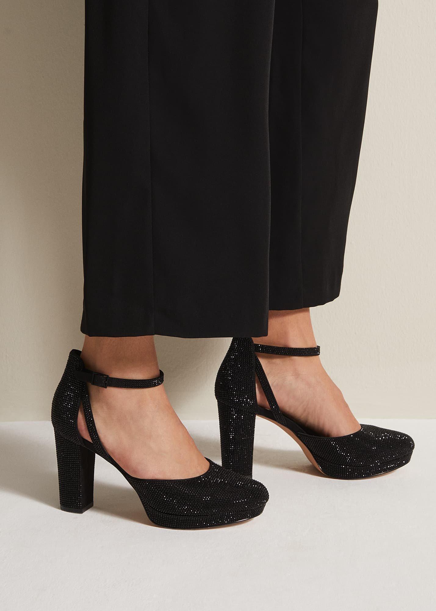 Black Sparkly Platform Heels