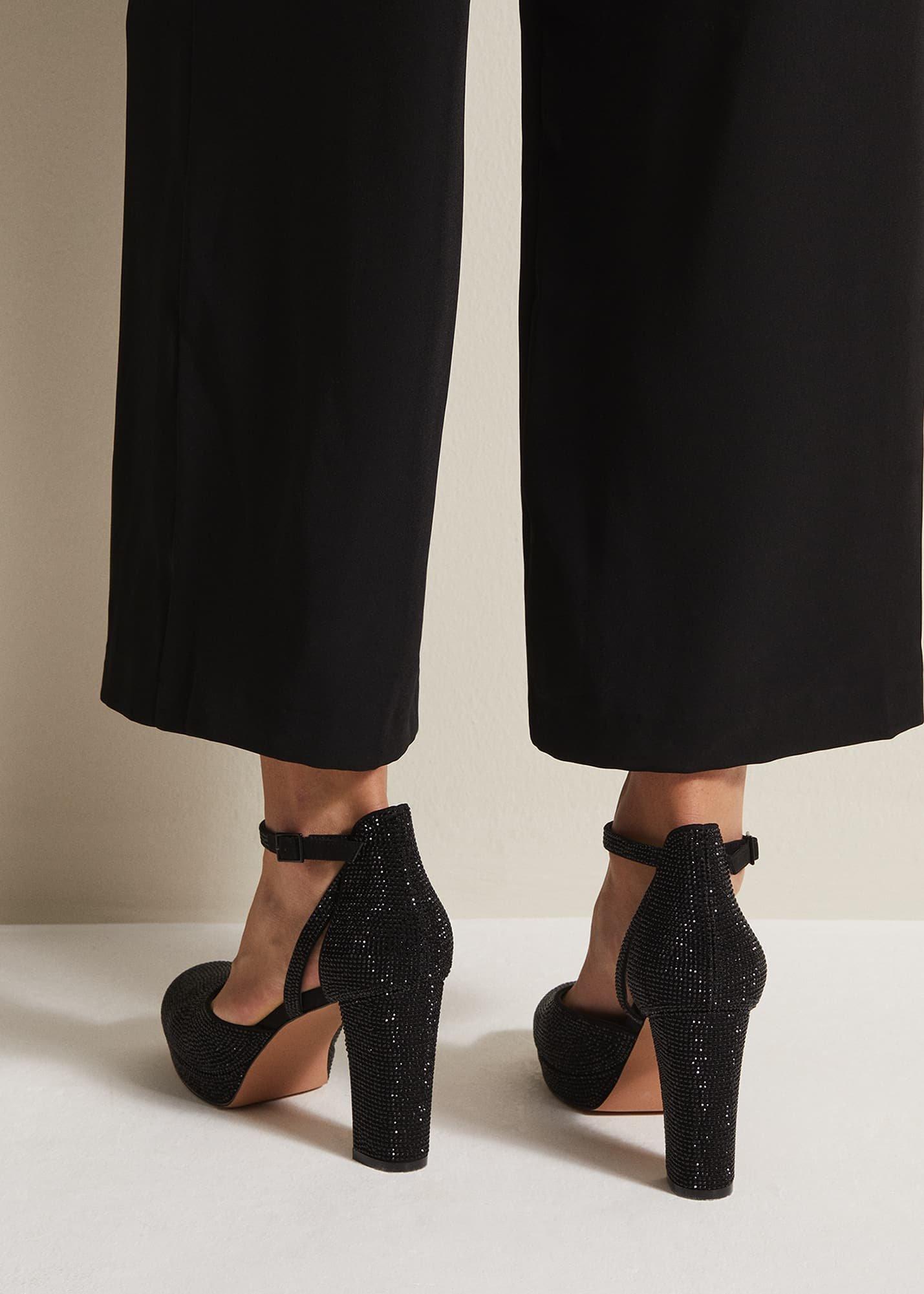 Black Sparkly Platform Heels