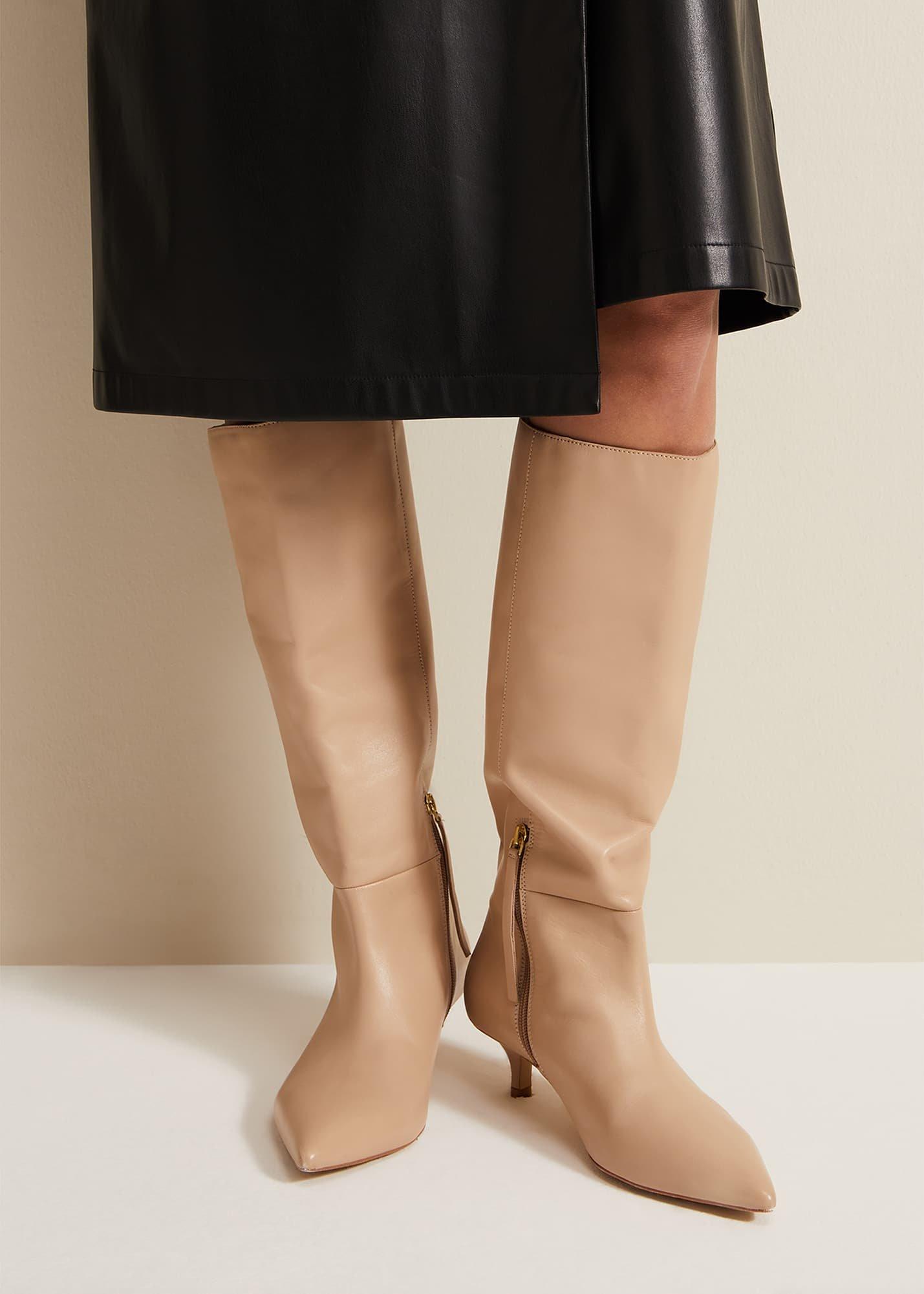 Knee High Kitten Heel Boot