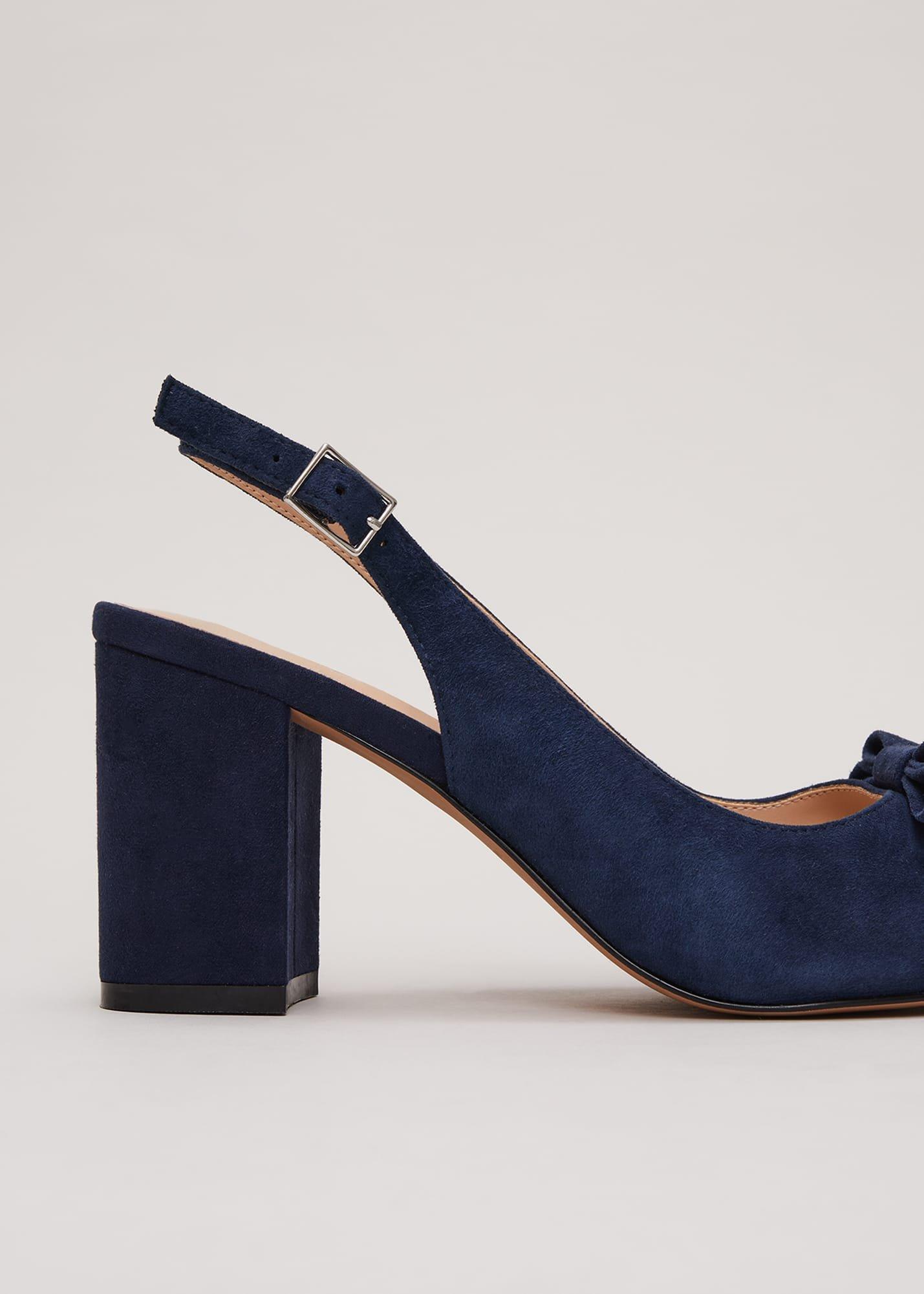 Bow Front Slingback Block Heel Shoes