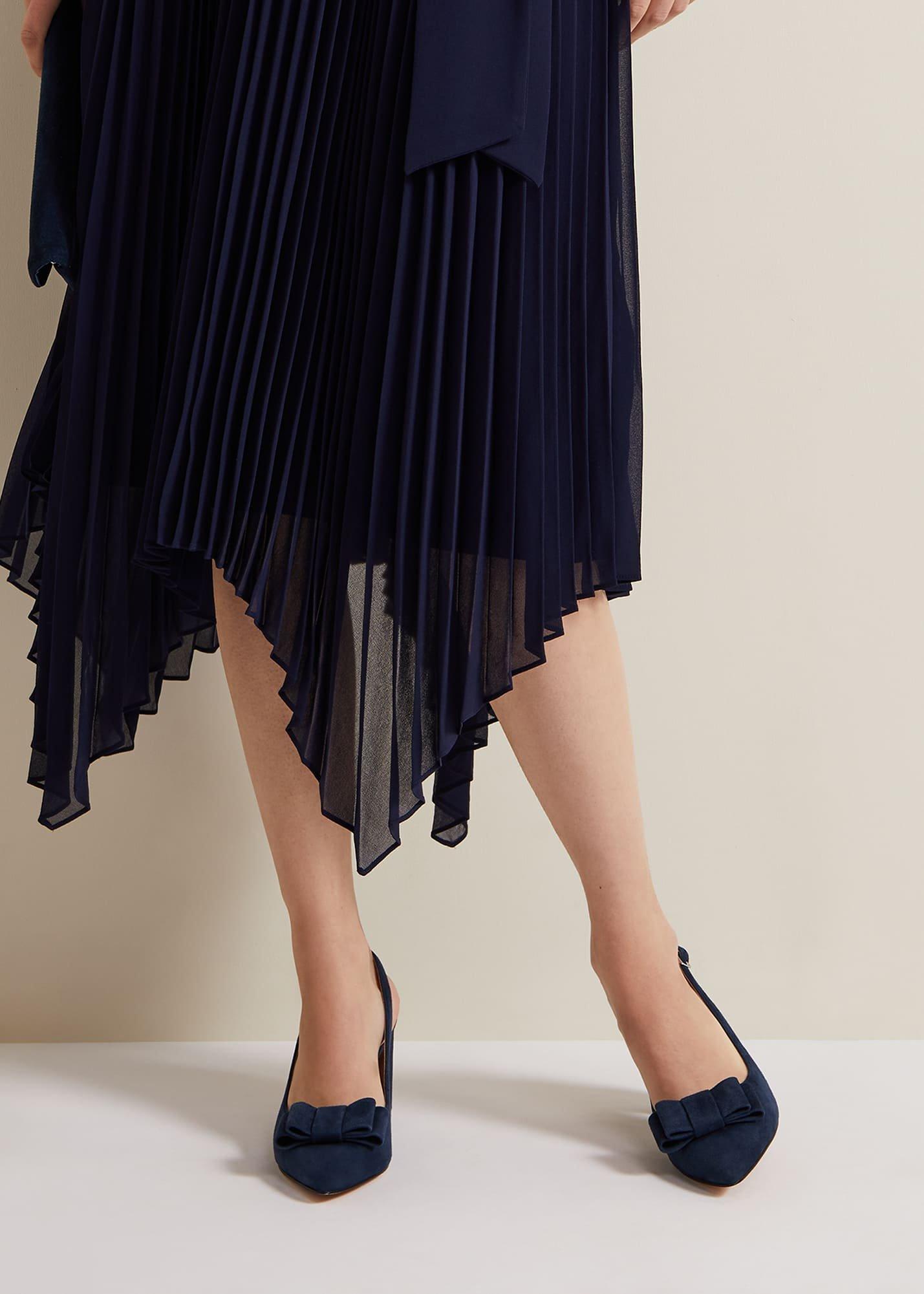 Bow Front Slingback Block Heel Shoes
