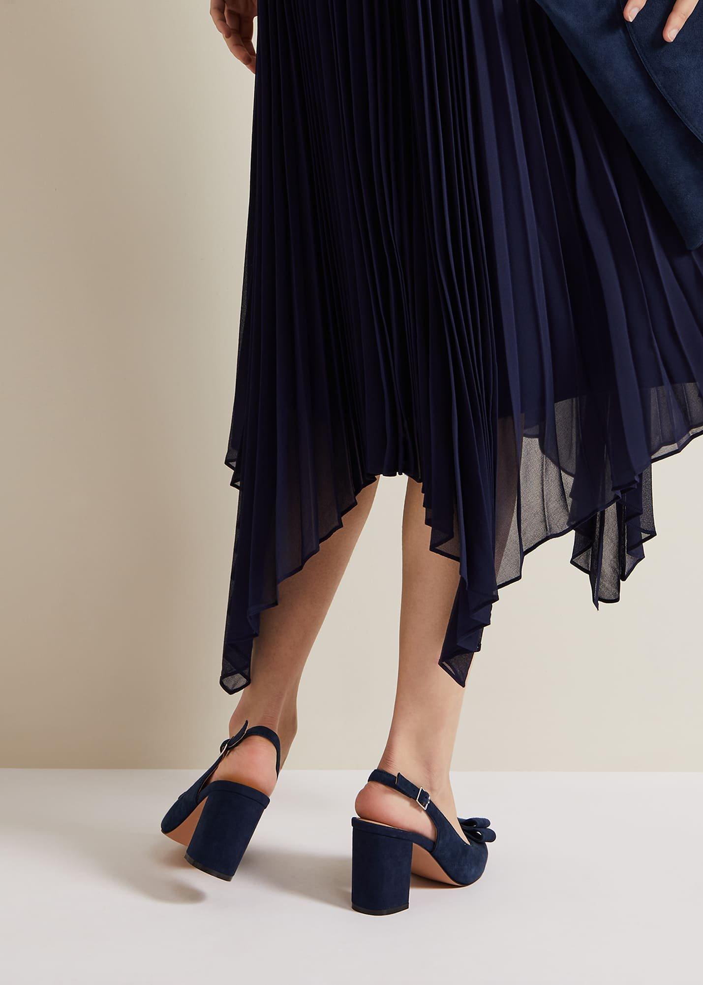 Bow Front Slingback Block Heel Shoes