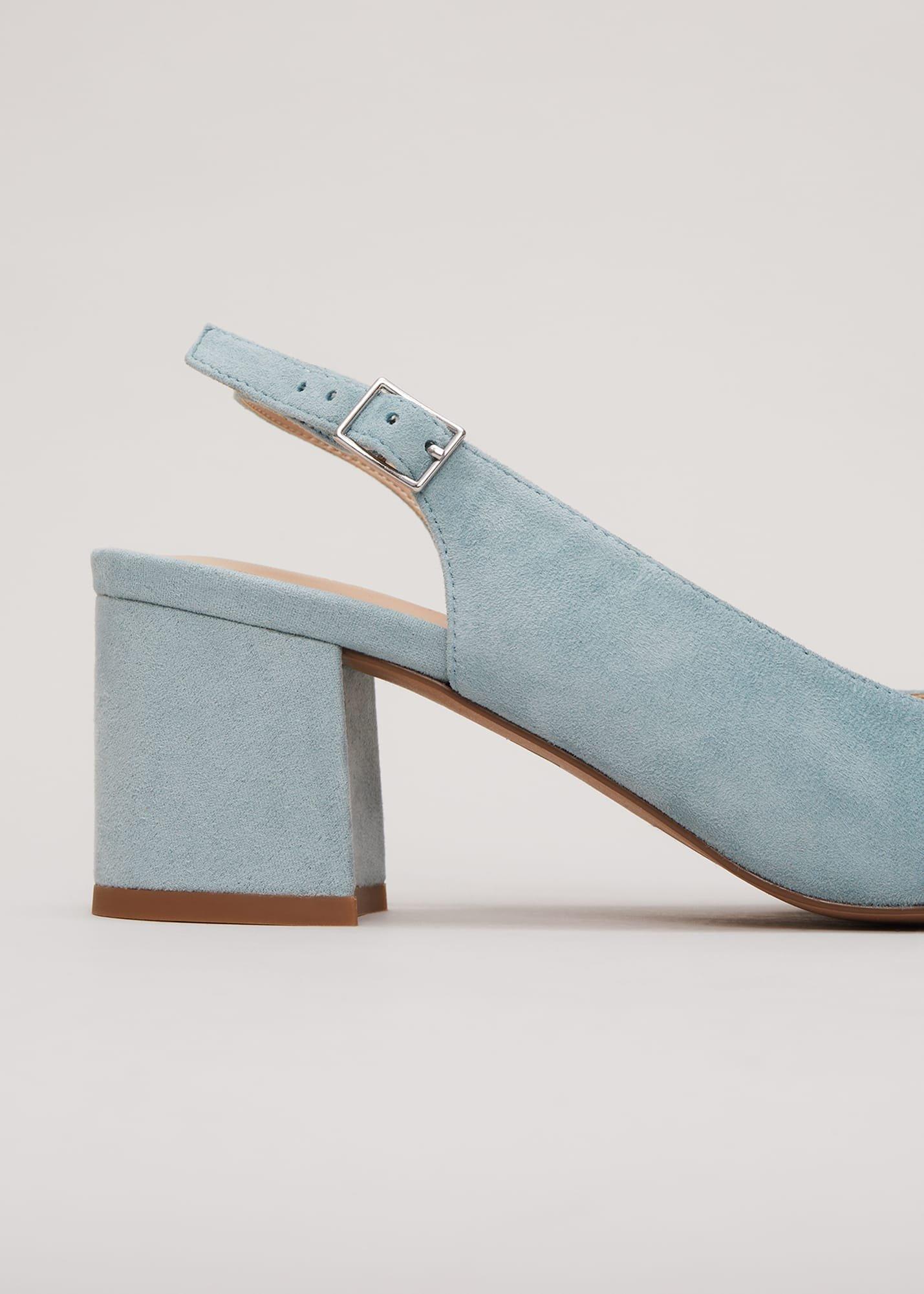 Suede Buckle Block Heel Shoe