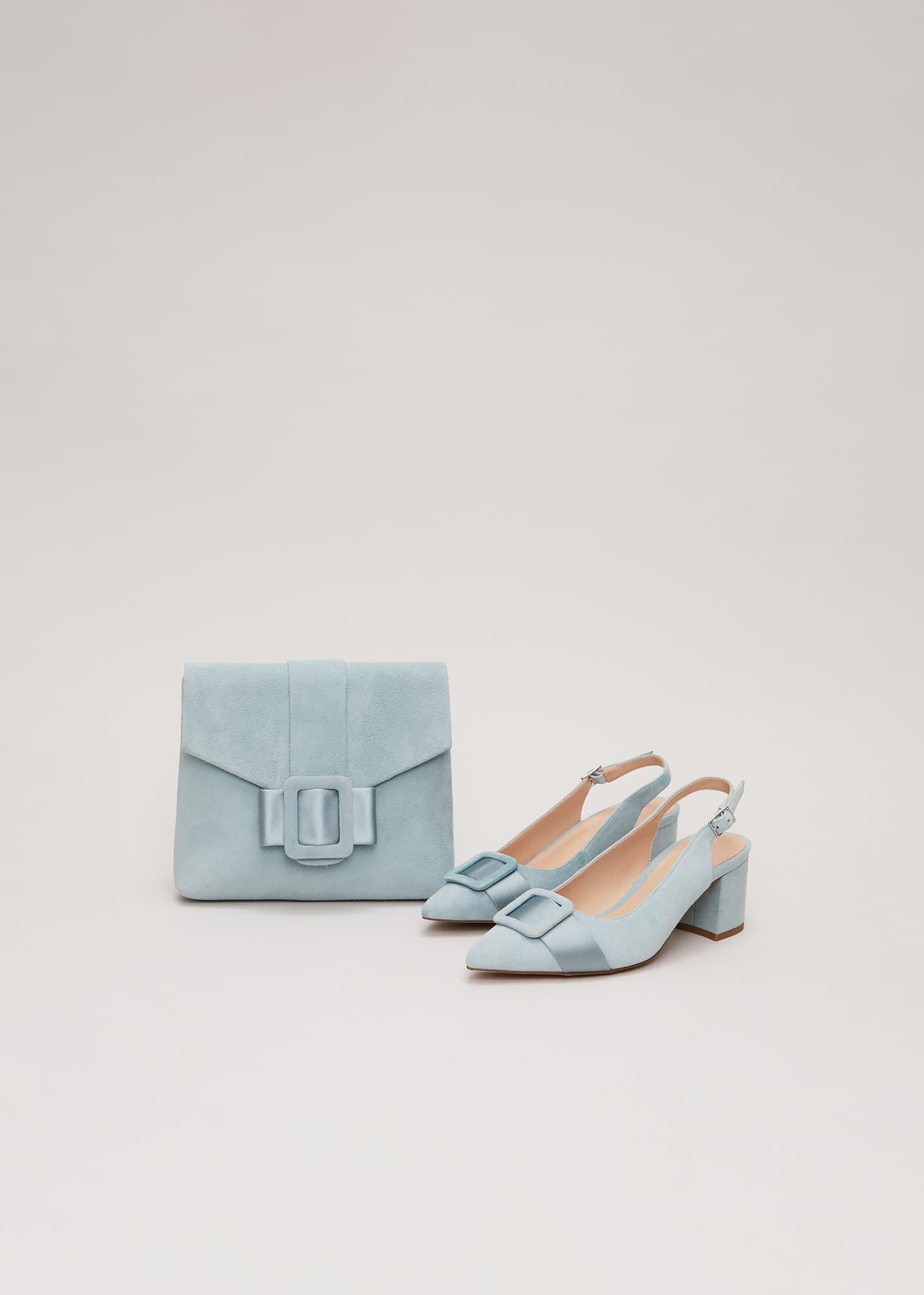 Suede Buckle Block Heel Shoe