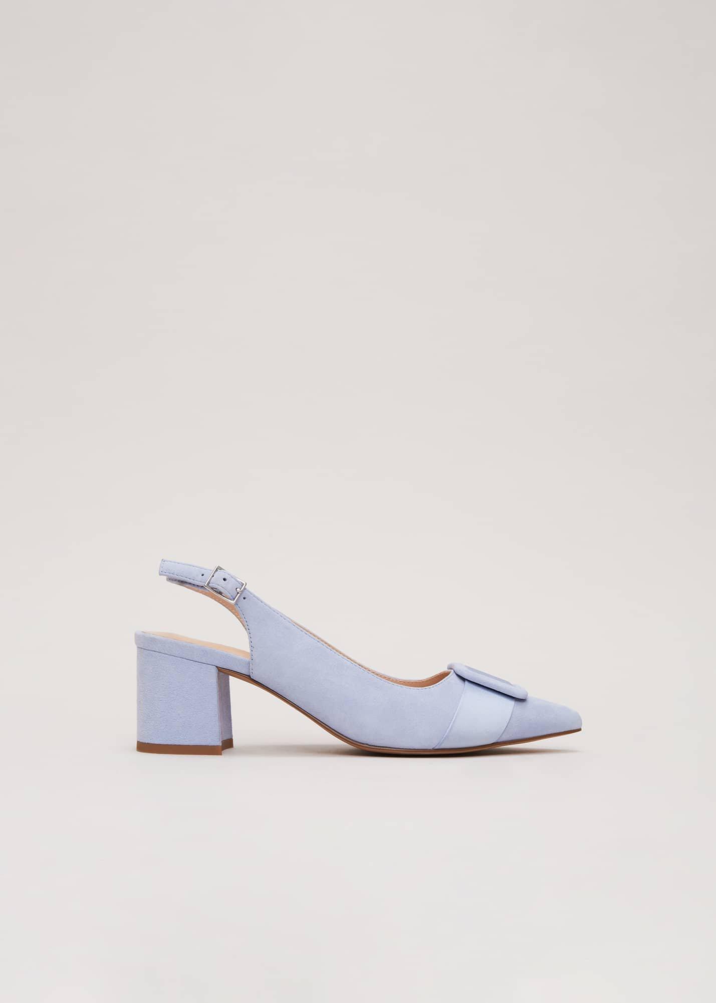 Suede Buckle Block Heel Shoes