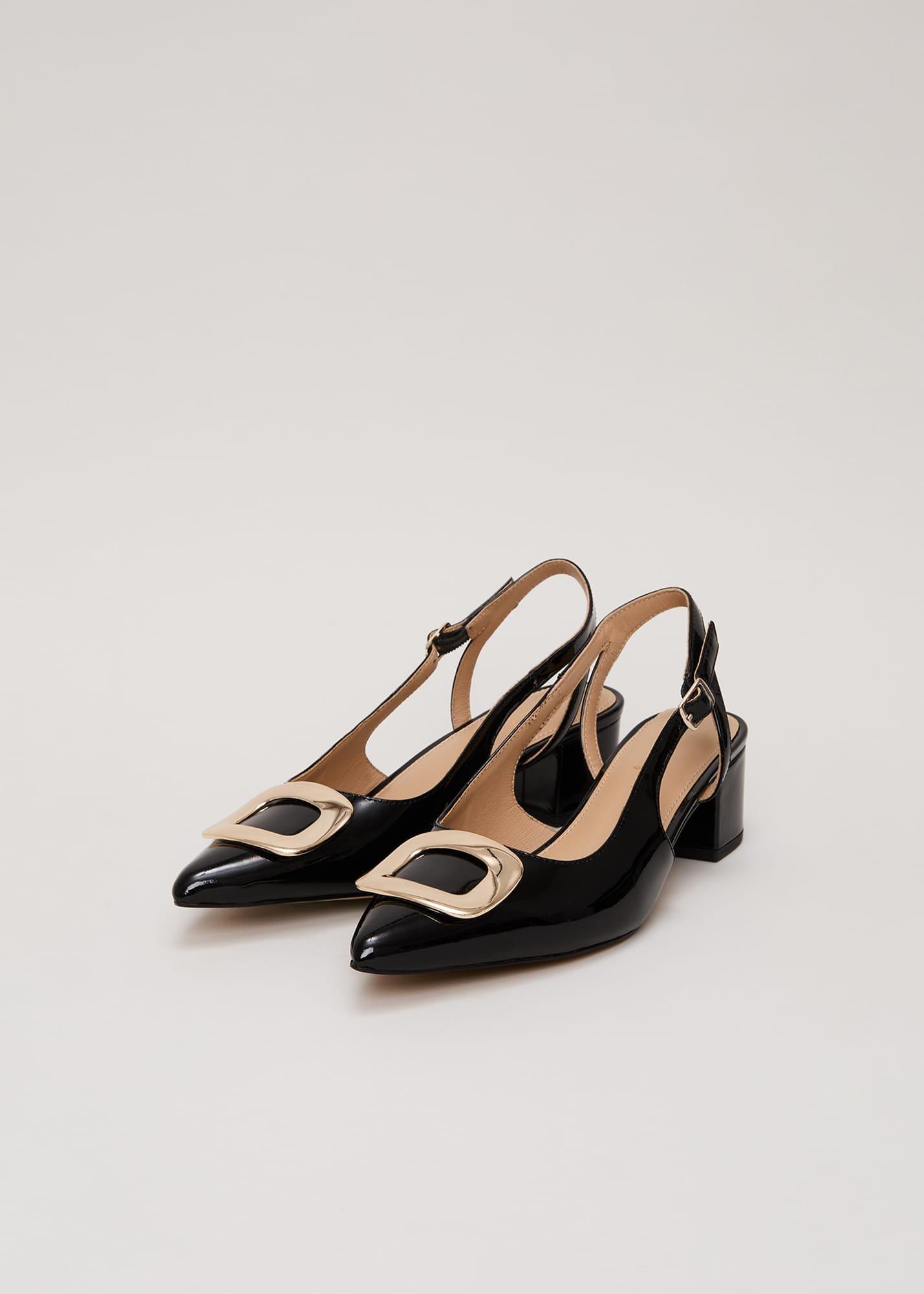 Lackschuhe mit Blockabsatz
