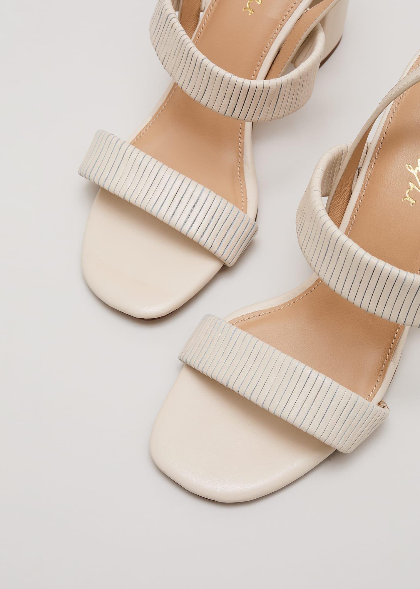 Leather Double Strap Block Heel Sandal