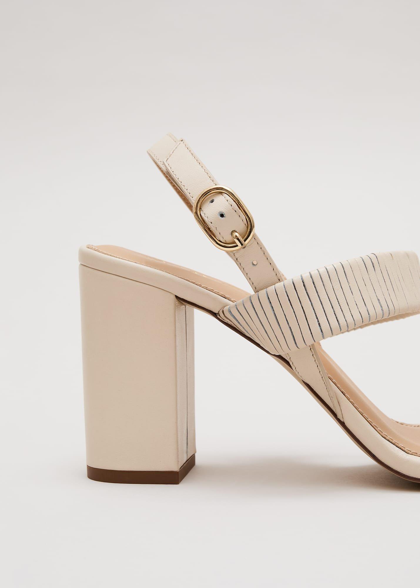 Leather Double Strap Block Heel Sandal