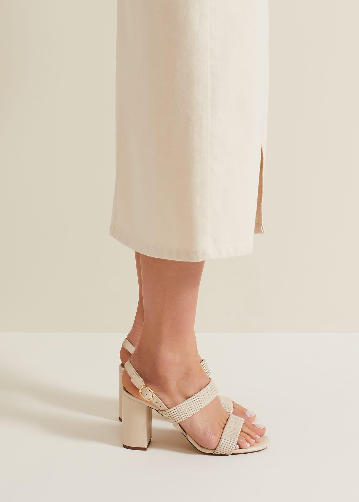 Leather Double Strap Block Heel Sandal