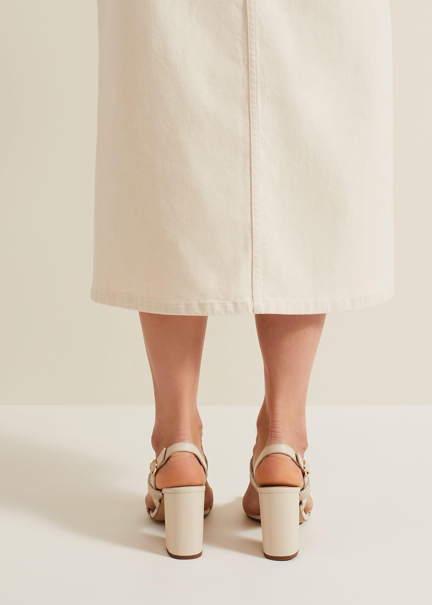 Leather Double Strap Block Heel Sandal