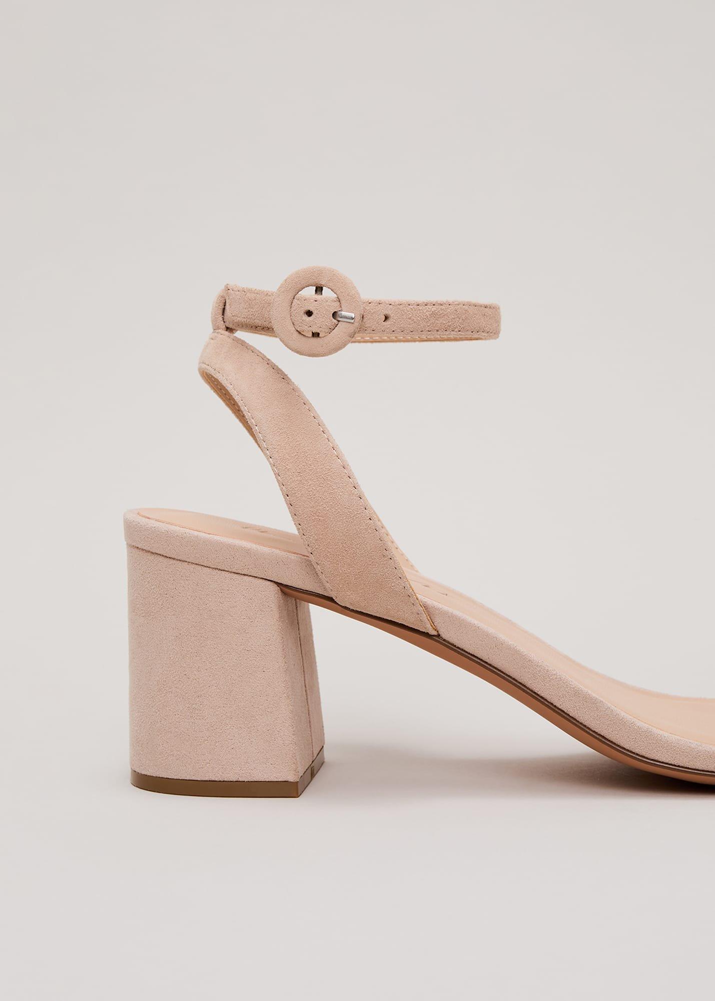 Suede Scallop Block Heel