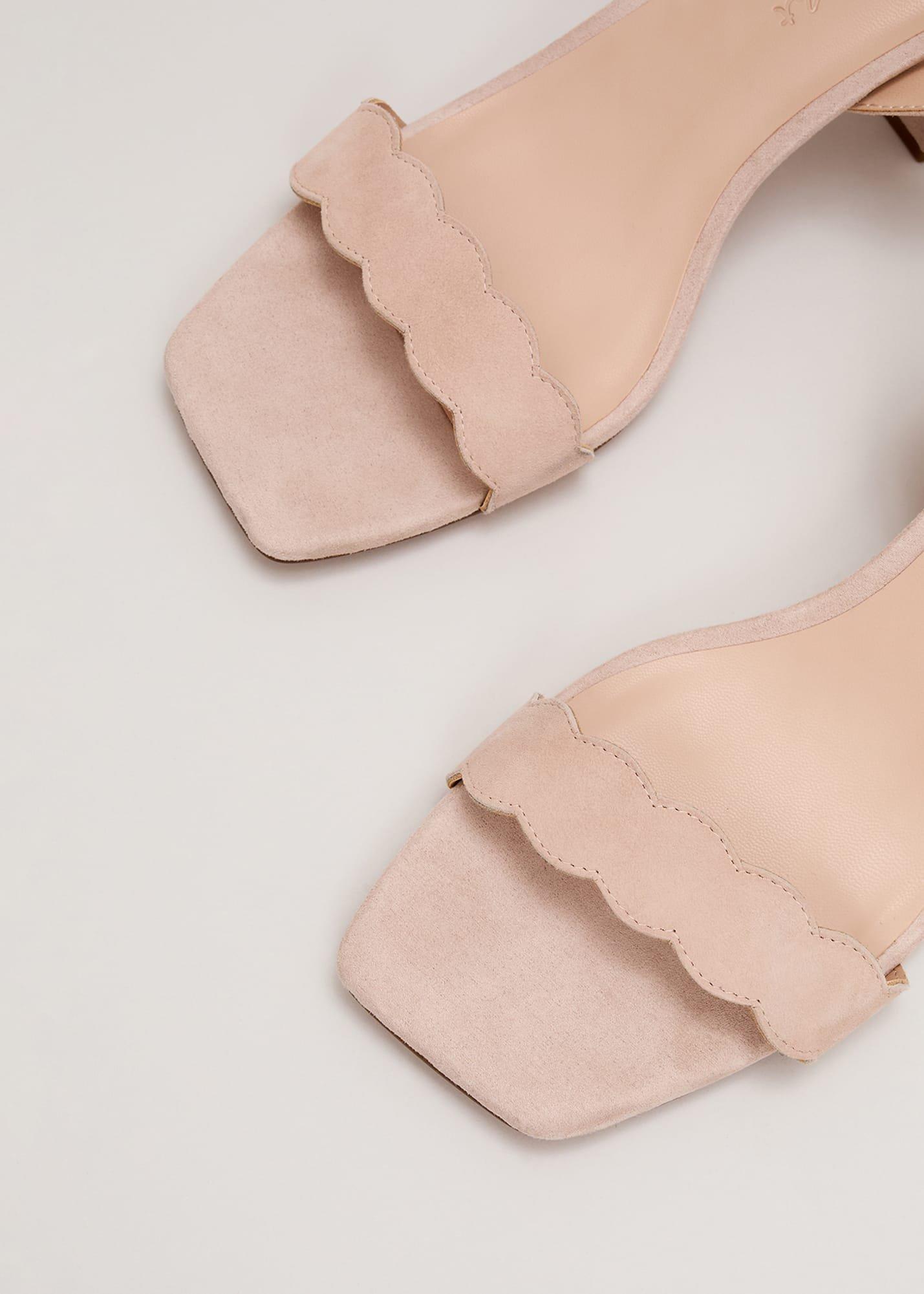 Suede Scallop Block Heel