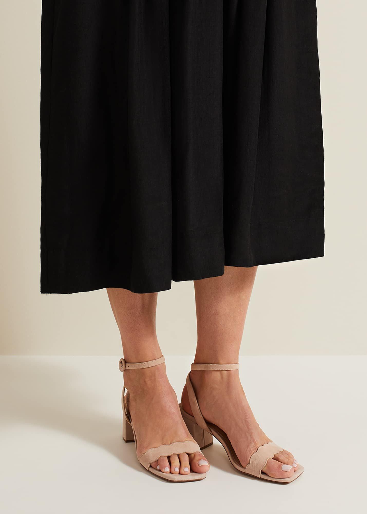 Suede Scallop Block Heel